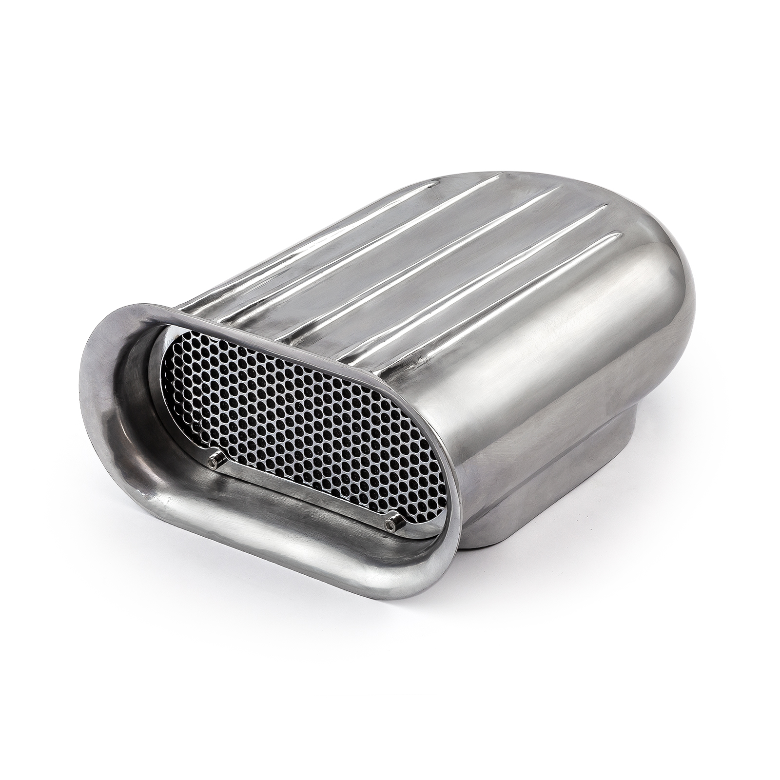 Polished Aluminum Single Carburetor Hilborn Style Ribbed Hood Scoop