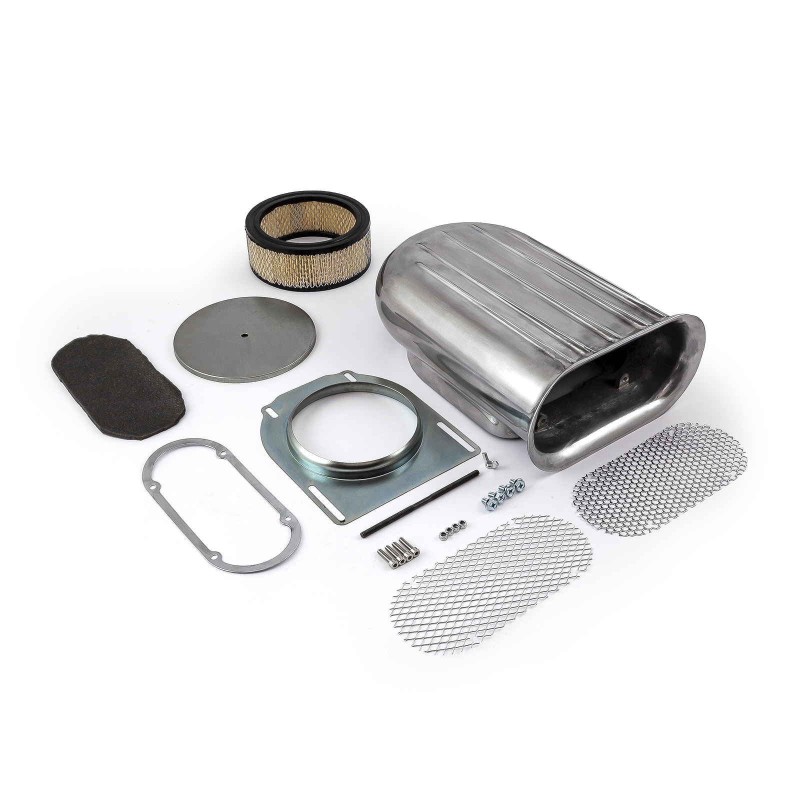 Speedmaster® PCE106.1003.02 Polished Aluminum Single Carburetor Hilborn Style Ribbed Hood Scoop
