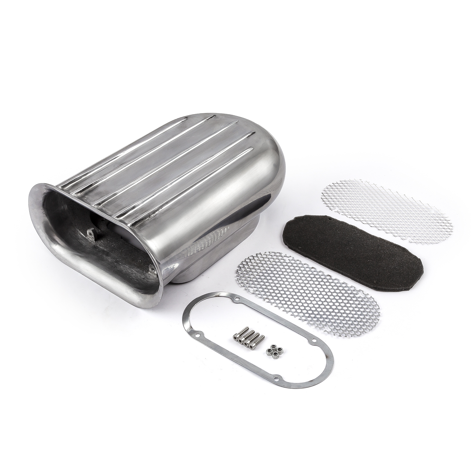 Speedmaster® PCE106.1003.02 Polished Aluminum Single Carburetor Hilborn Style Ribbed Hood Scoop
