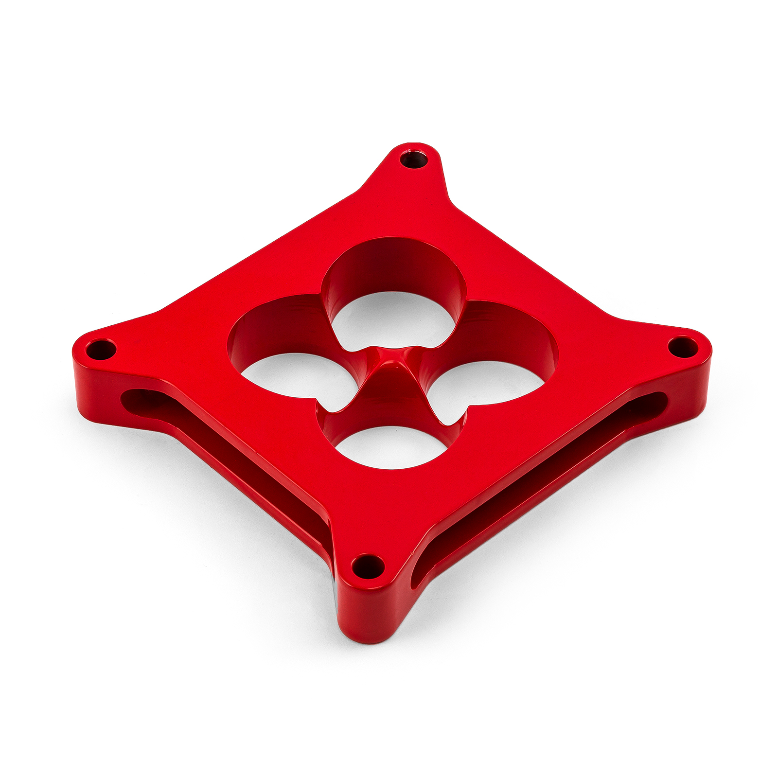 Speedmaster® PCE120.1008.04 1" Aluminum 4150 CNC Machined Carburetor Spacer Square Bore 4 Port - Red