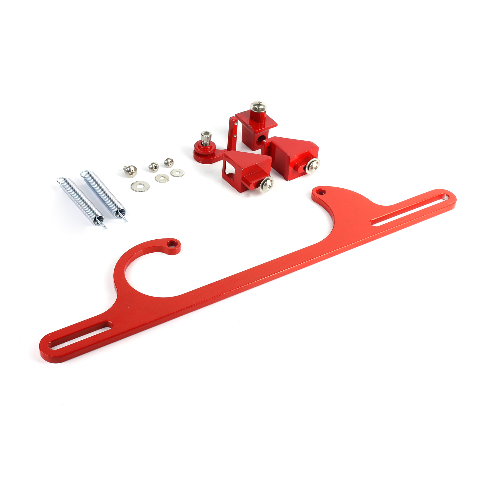 Speedmaster® PCE124.1014.04 Carburetor Throttle Cable Bracket Kit w/ Return Springs - Billet Red