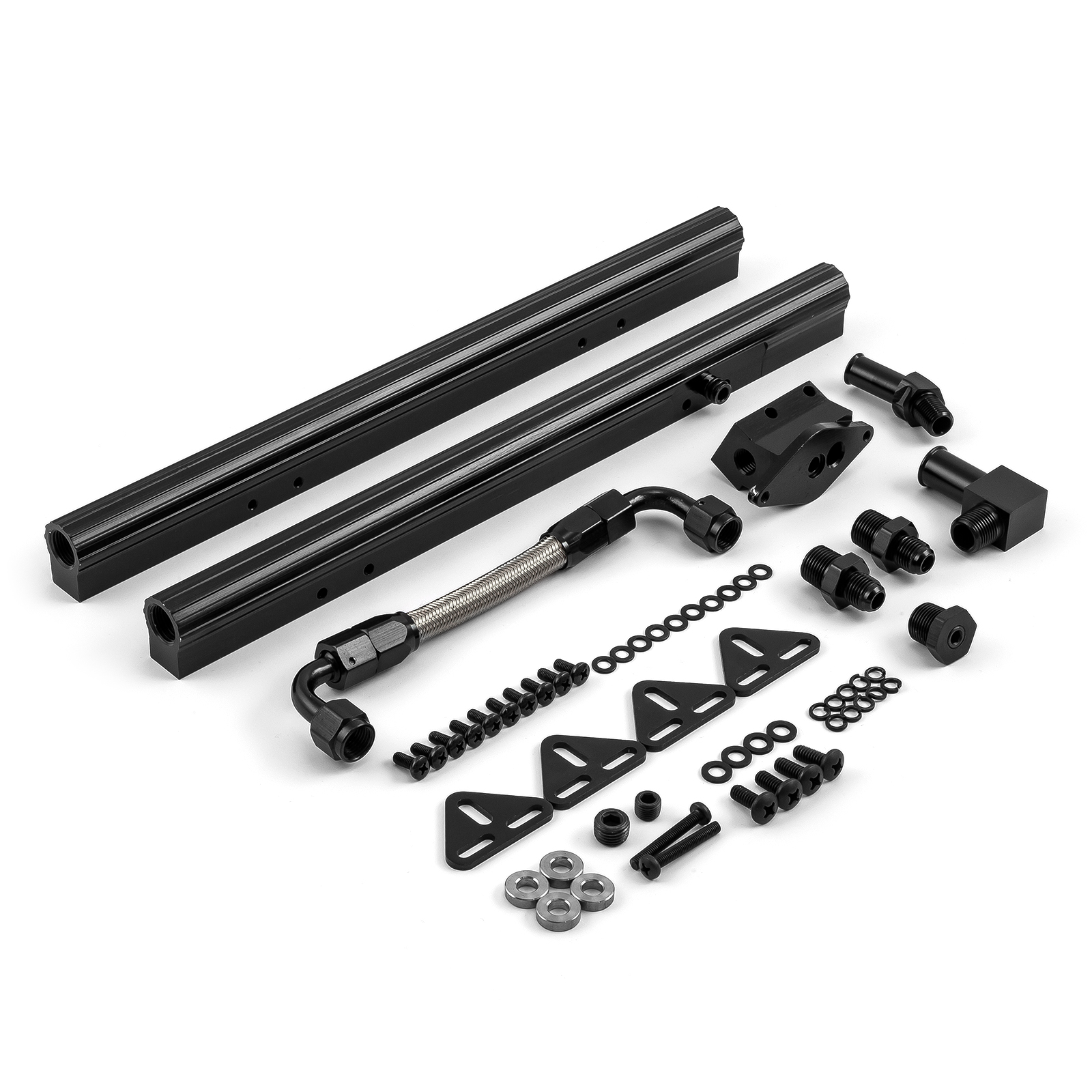 Speedmaster® PCE137.1009.02 Ford 302 351 5.0L 5.7L Billet Aluminum Fuel Injector Rail Kit (OEM Angled) Black