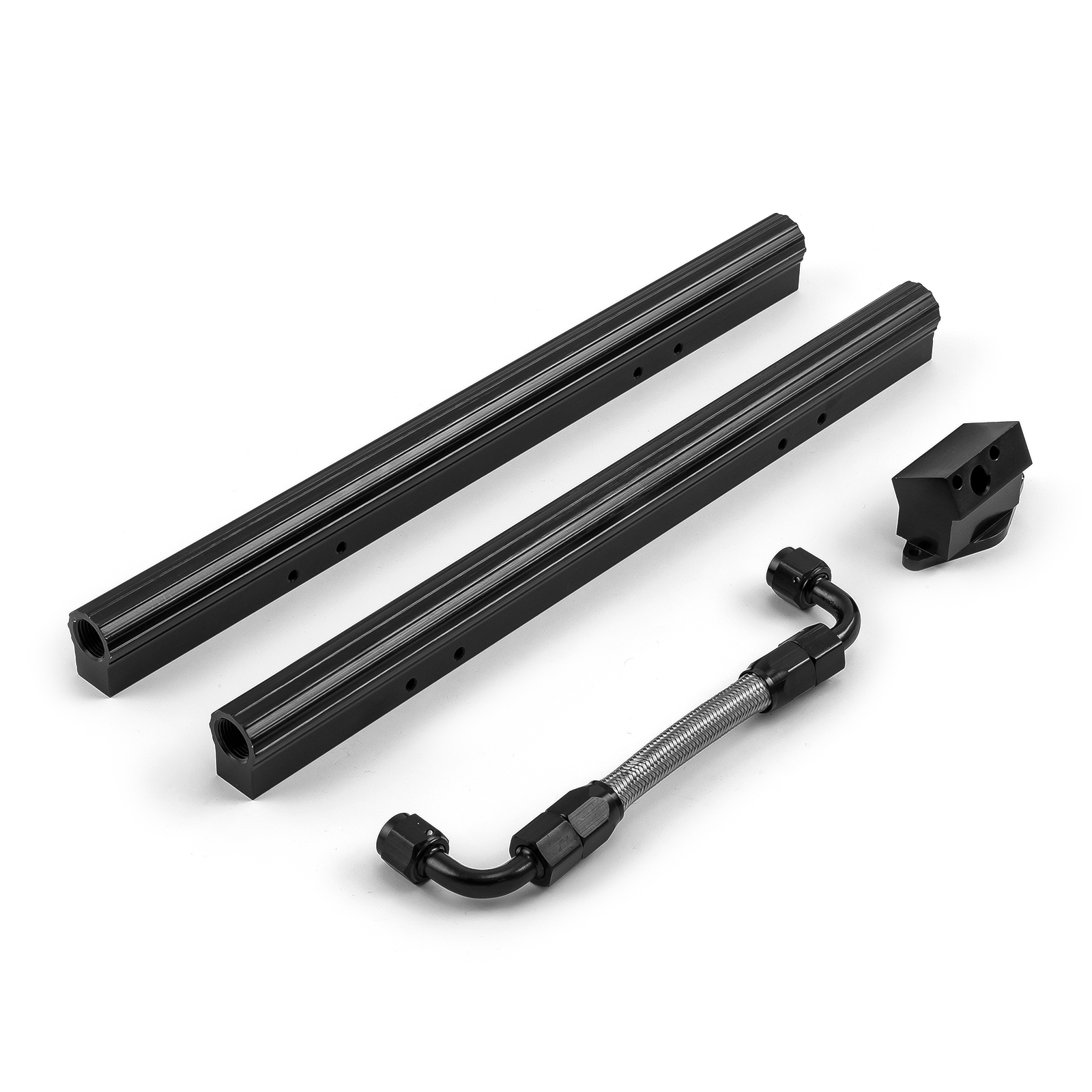 Speedmaster® PCE137.1009.02 Ford 302 351 5.0L 5.7L Billet Aluminum Fuel Injector Rail Kit (OEM Angled) Black