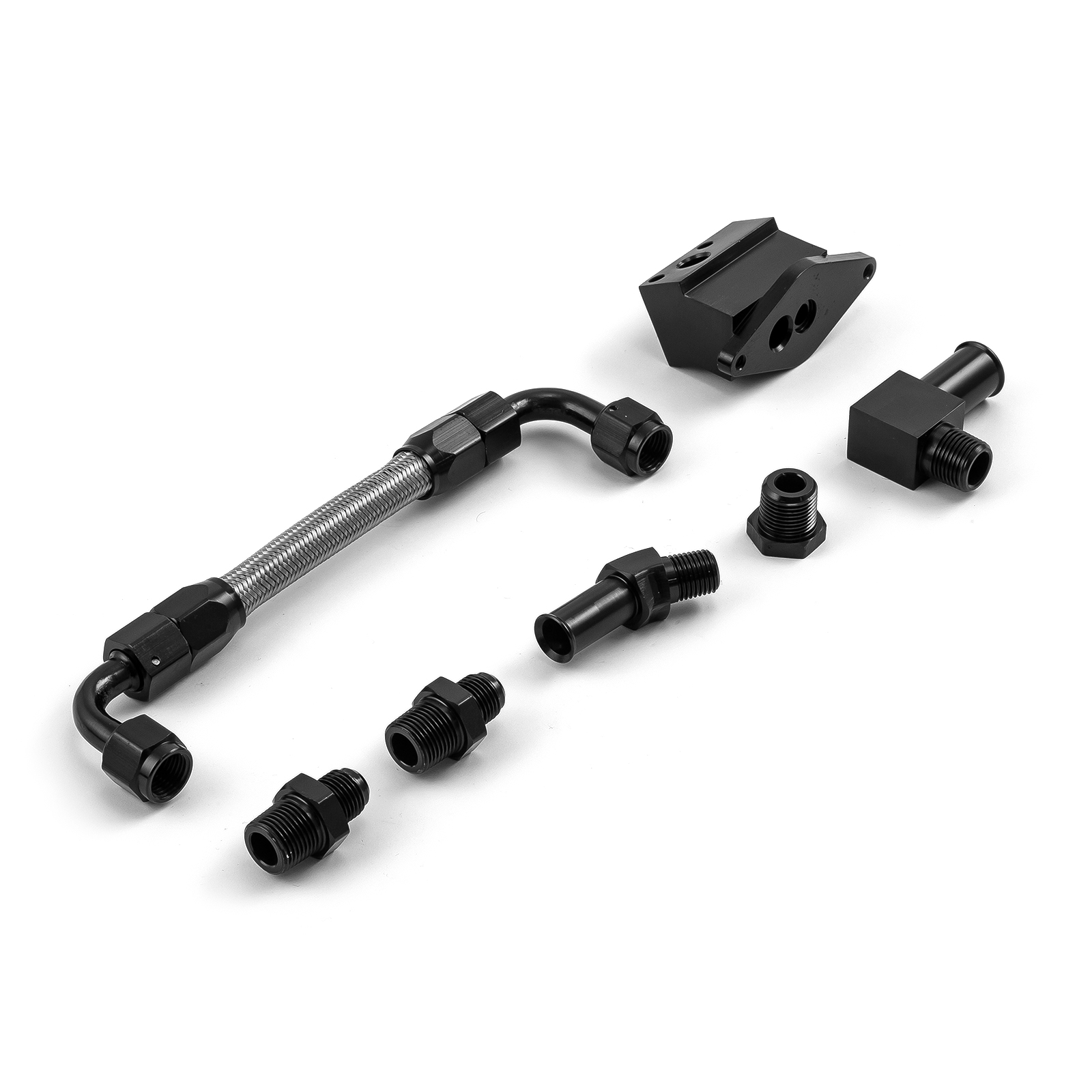 Speedmaster® PCE137.1009.02 Ford 302 351 5.0L 5.7L Billet Aluminum Fuel Injector Rail Kit (OEM Angled) Black
