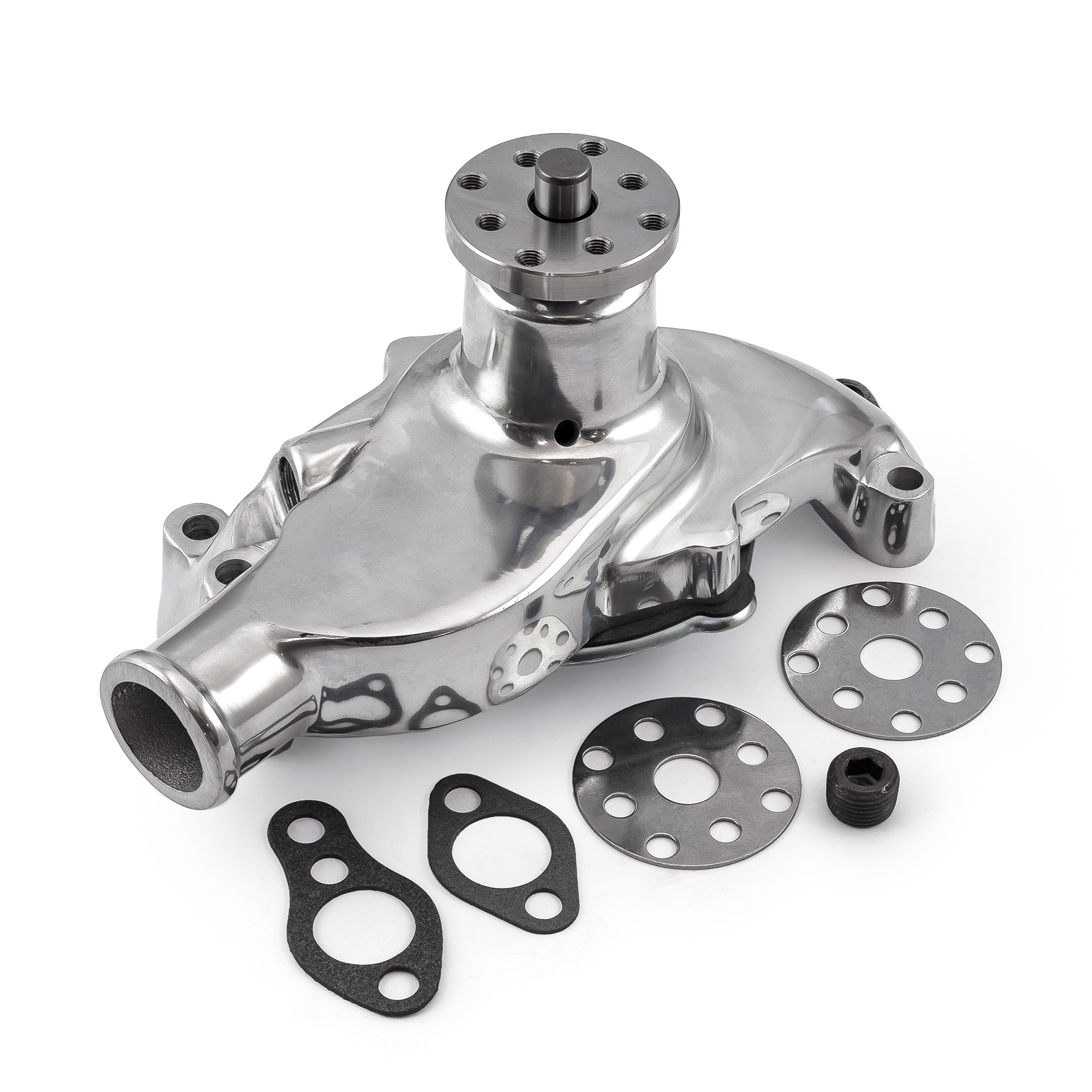 Speedmaster® PCE195.1001.02 Chevy SBC 350 High Volume Aluminum Short Water Pump w/o Heater Port [Polished]