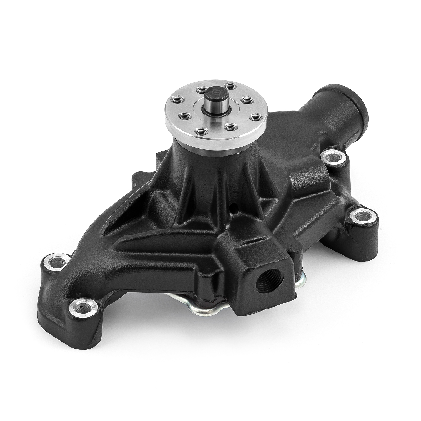 Speedmaster® PCE195.1083.02 Chevy SBC 350 High Volume Aluminum Short Water Pump with Heater Port [Black]