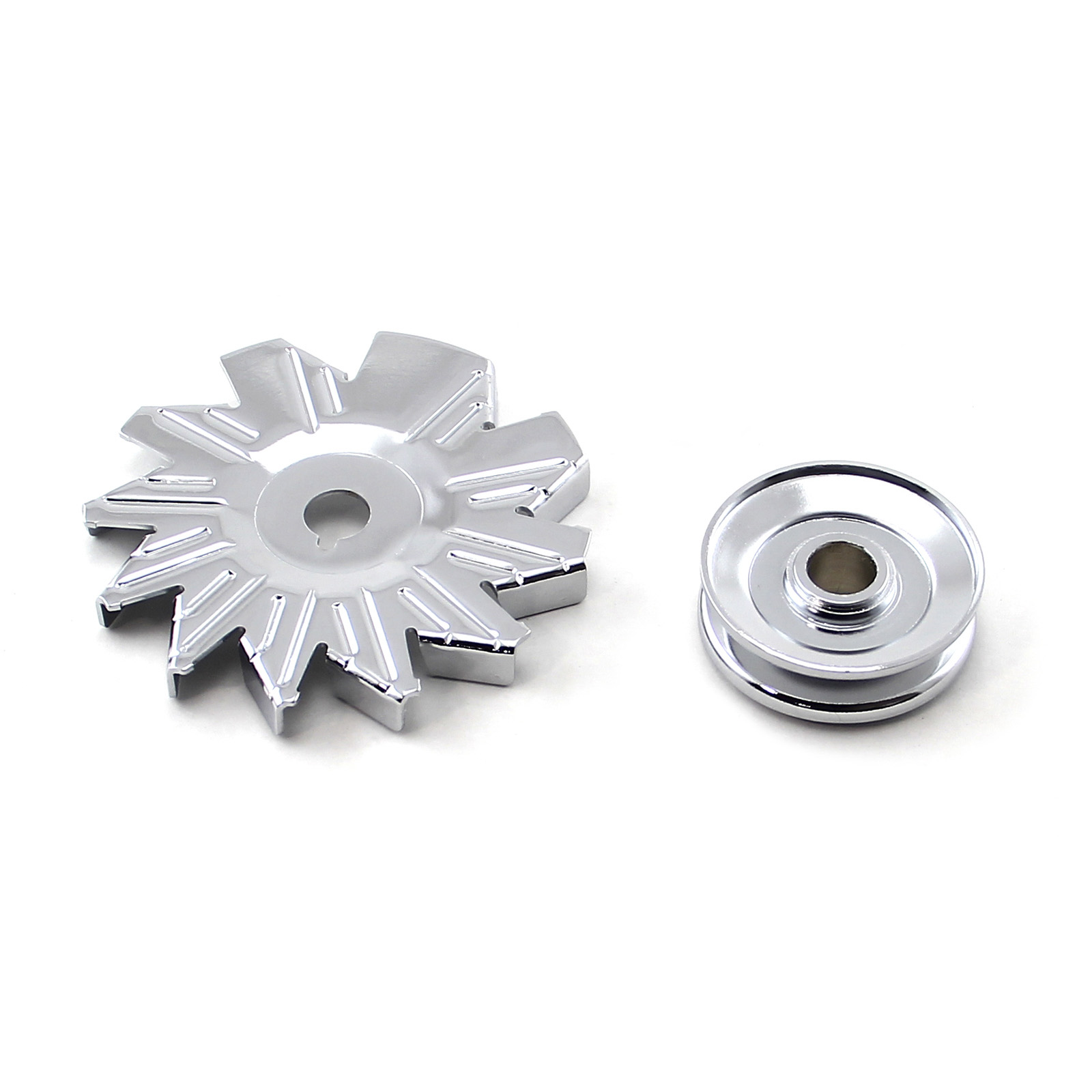 Speedmaster® PCE238.1001 Universal Chevy Ford Single Groove Alternator Pulley and Fan Kit Chrome