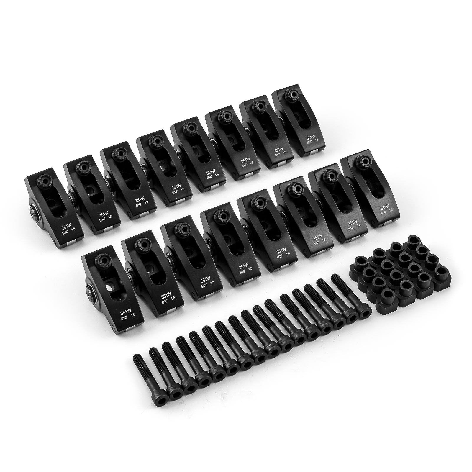 Speedmaster® PCE261.1133.03 Ford SB 289 302 Windsor Adjustable 5/16 Stud Mount 1.6 Aluminum Rocker Arms Set [Black]