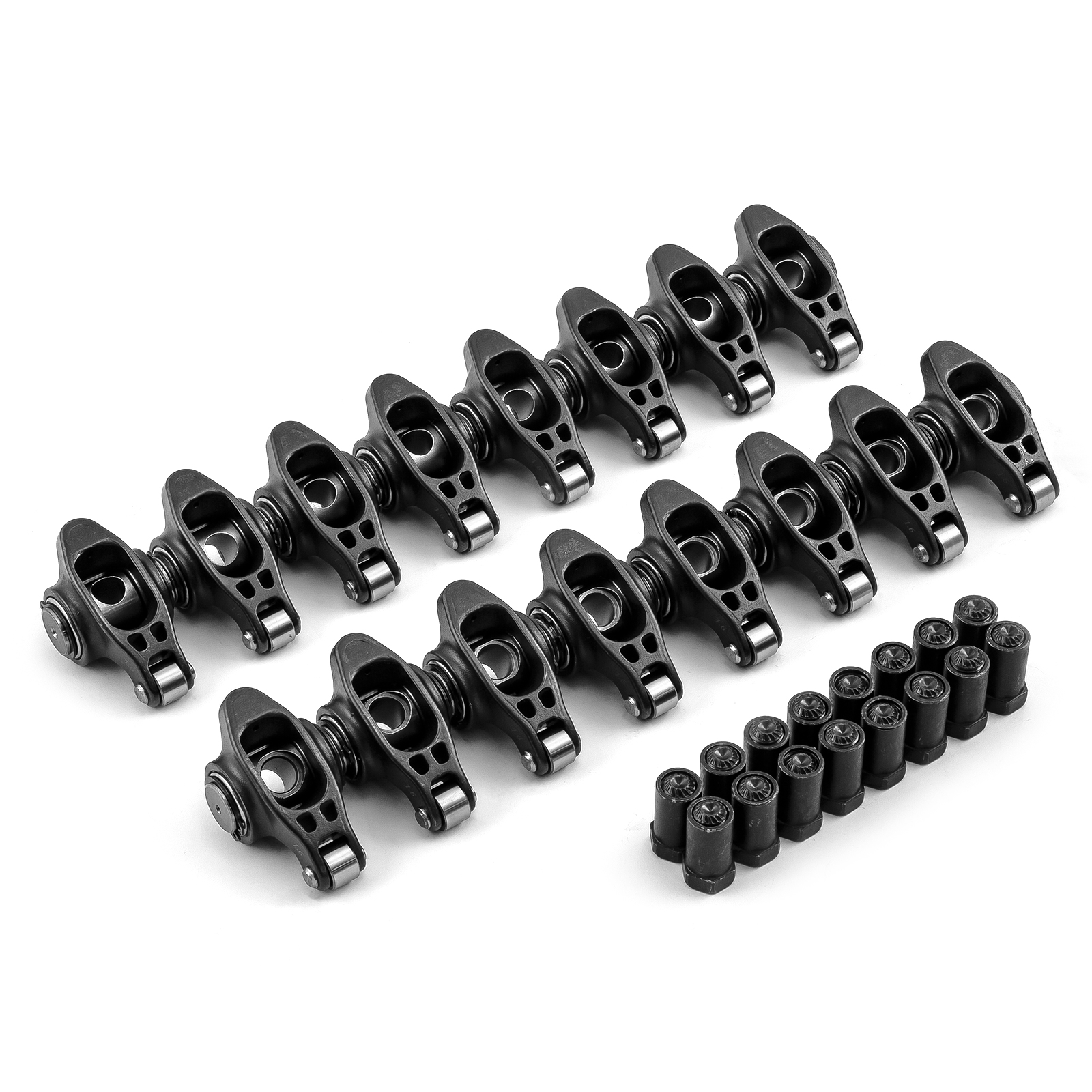 Speedmaster® PCE261.1163 Chevy SBC 350 1.6 Ratio 7/16" Ultra Black Chromoly Roller Rocker Arms Set