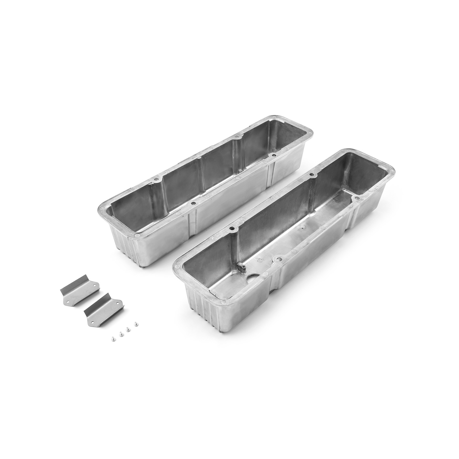 Speedmaster® PCE314.1070.05 Chevy SBC 350 Nostalgic Finned Aluminum Valve Covers - Tall w/Hole