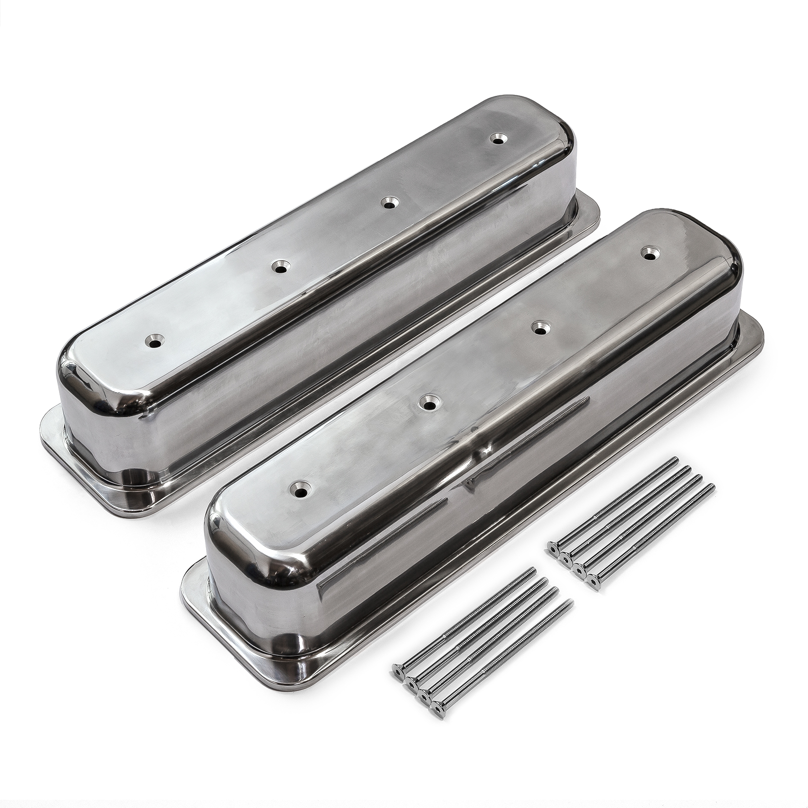 Speedmaster® PCE314.1022 Chevy SBC 350 Center Bolt Polished Aluminum Plain Valve Cover - Tall w/o Hole