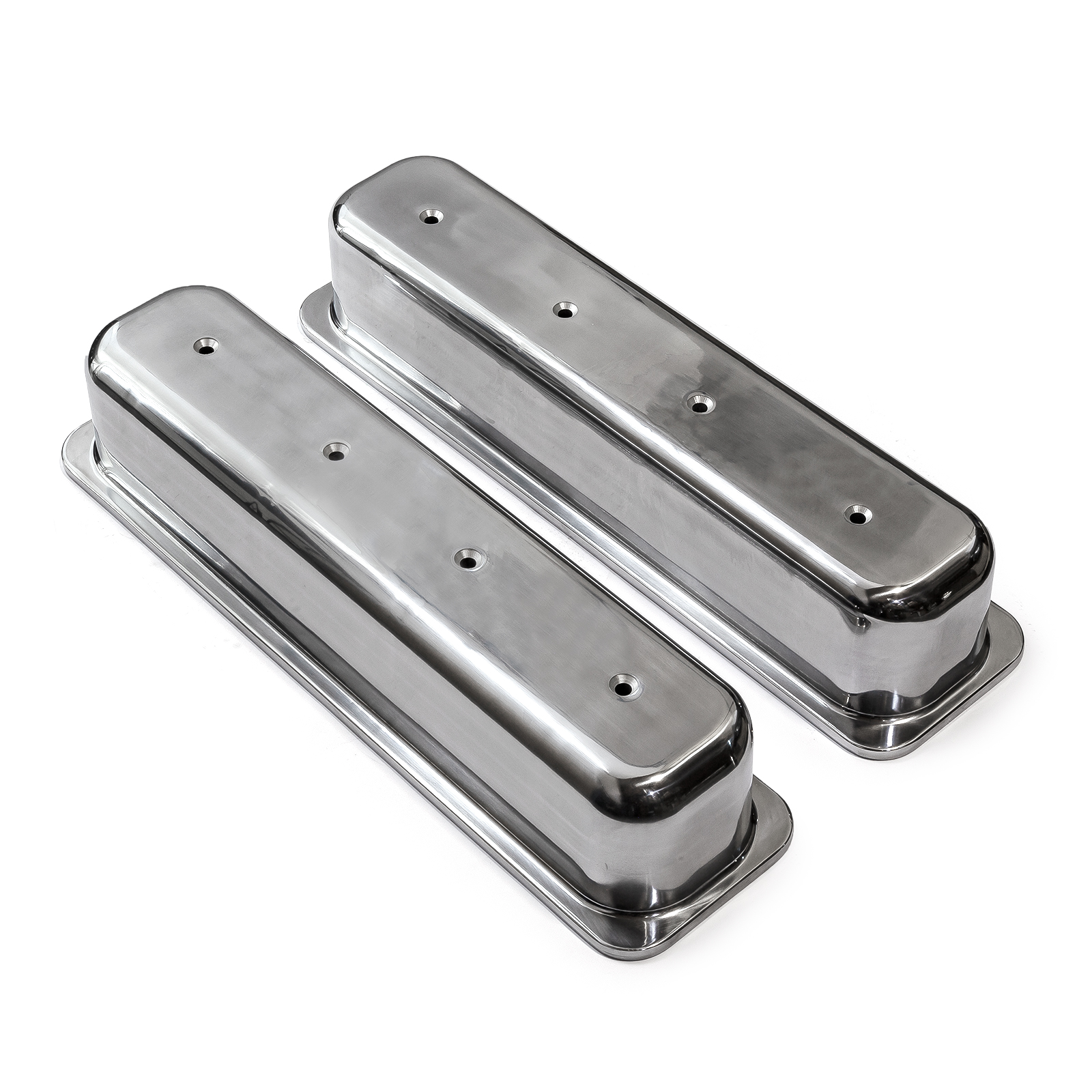 Speedmaster® PCE314.1022 Chevy SBC 350 Center Bolt Polished Aluminum Plain Valve Cover - Tall w/o Hole