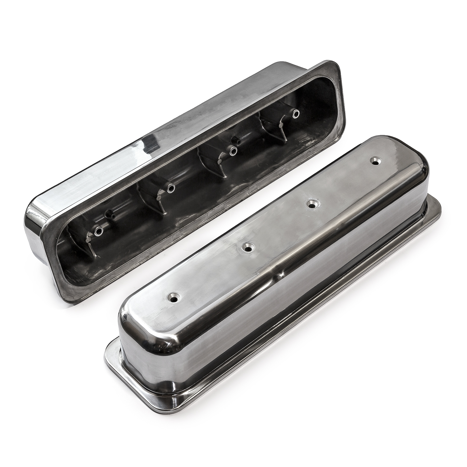 Speedmaster® PCE314.1022 Chevy SBC 350 Center Bolt Polished Aluminum Plain Valve Cover - Tall w/o Hole