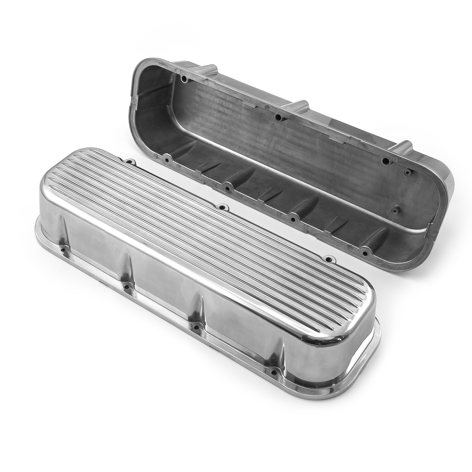 Speedmaster® PCE314.1027.02 Chevy BBC 454 Nostalgic Finned Aluminum Valve Covers - Tall w/o Hole