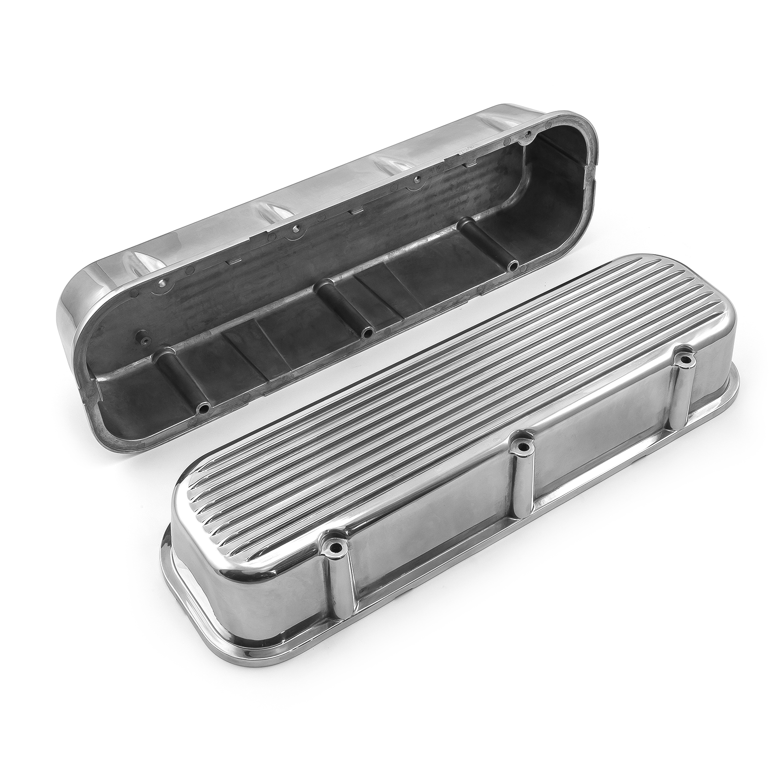 Speedmaster® PCE314.1027.02 Chevy BBC 454 Nostalgic Finned Aluminum Valve Covers - Tall w/o Hole