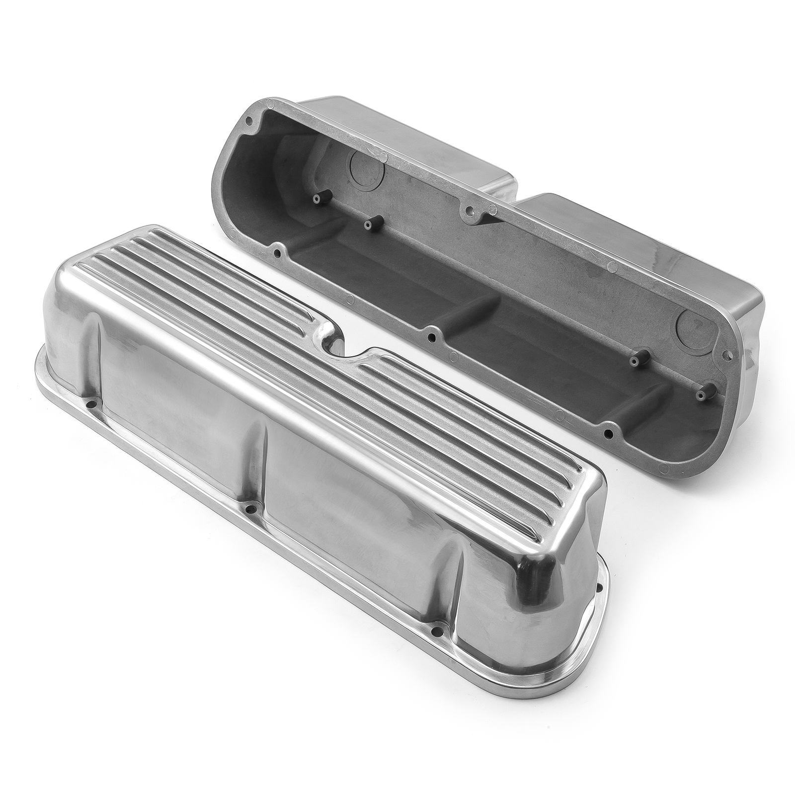 Speedmaster® PCE314.1031.03 Ford SB 289 302 351 Windsor Nostalgic Finned Aluminum Valve Covers Tall w/o Hole