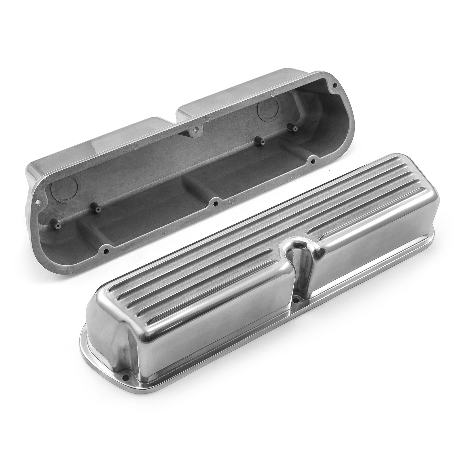 Speedmaster® PCE314.1031.03 Ford SB 289 302 351 Windsor Nostalgic Finned Aluminum Valve Covers Tall w/o Hole