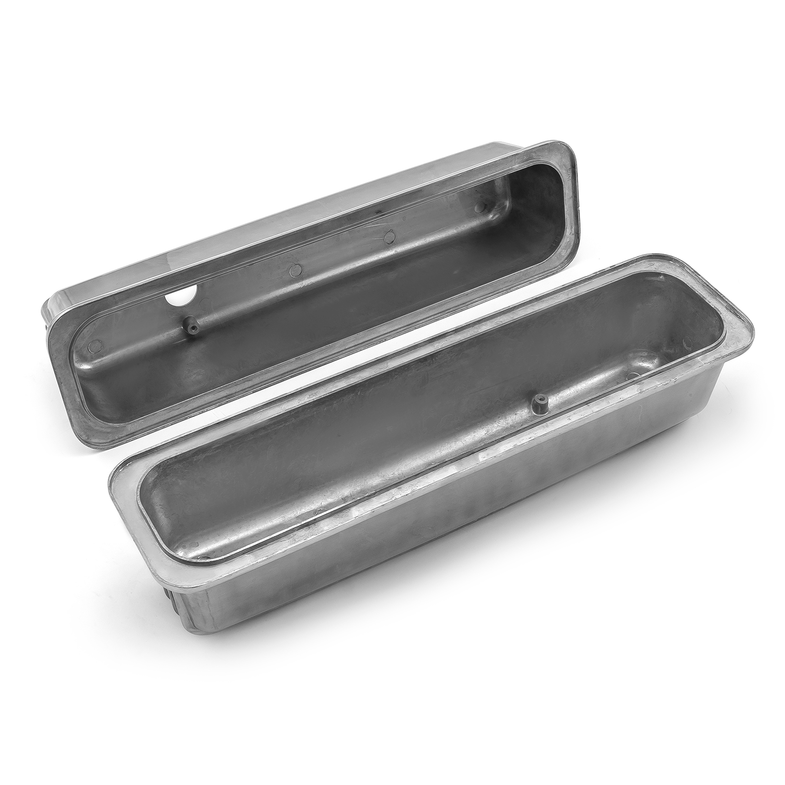 Speedmaster® PCE314.1075.02 Chevy SBC 350 Center Bolt Nostalgic Finned Aluminum Valve Covers - Tall w/Hole