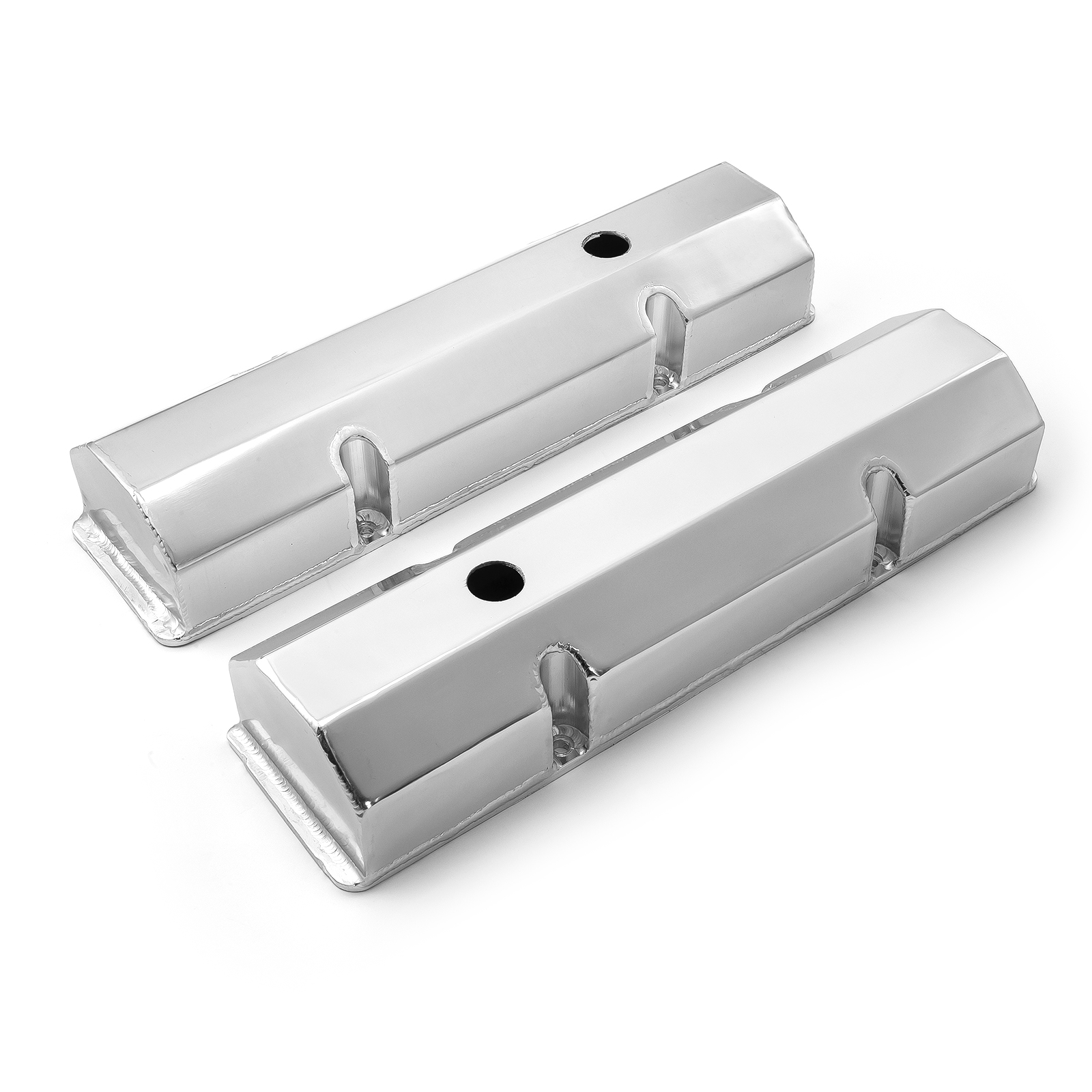 Speedmaster® PCE314.1100.02 Chevy SBC 350 Fabricated Valve Covers Satin Tall w/ Hole
