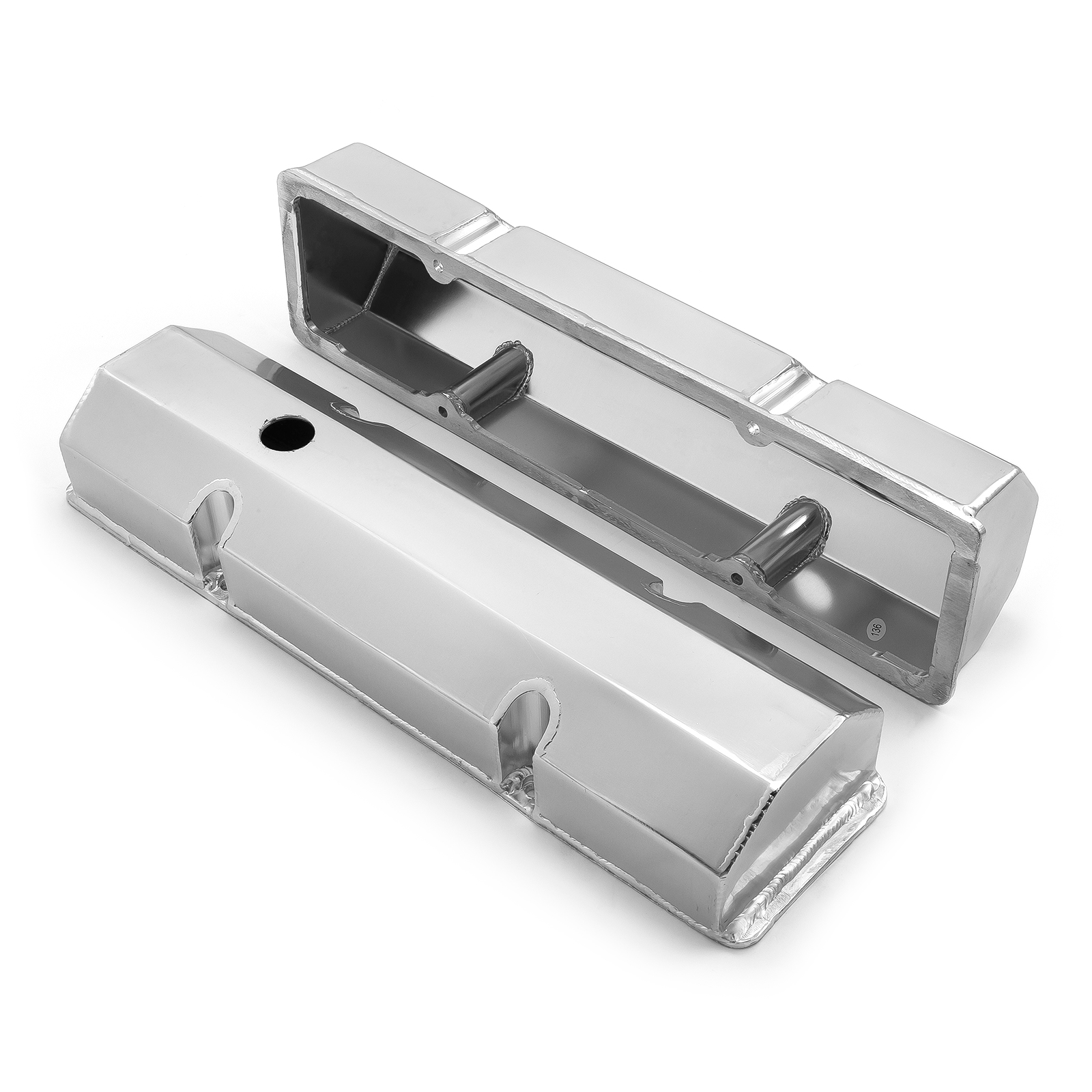 Speedmaster® PCE314.1100.02 Chevy SBC 350 Fabricated Valve Covers Satin Tall w/ Hole