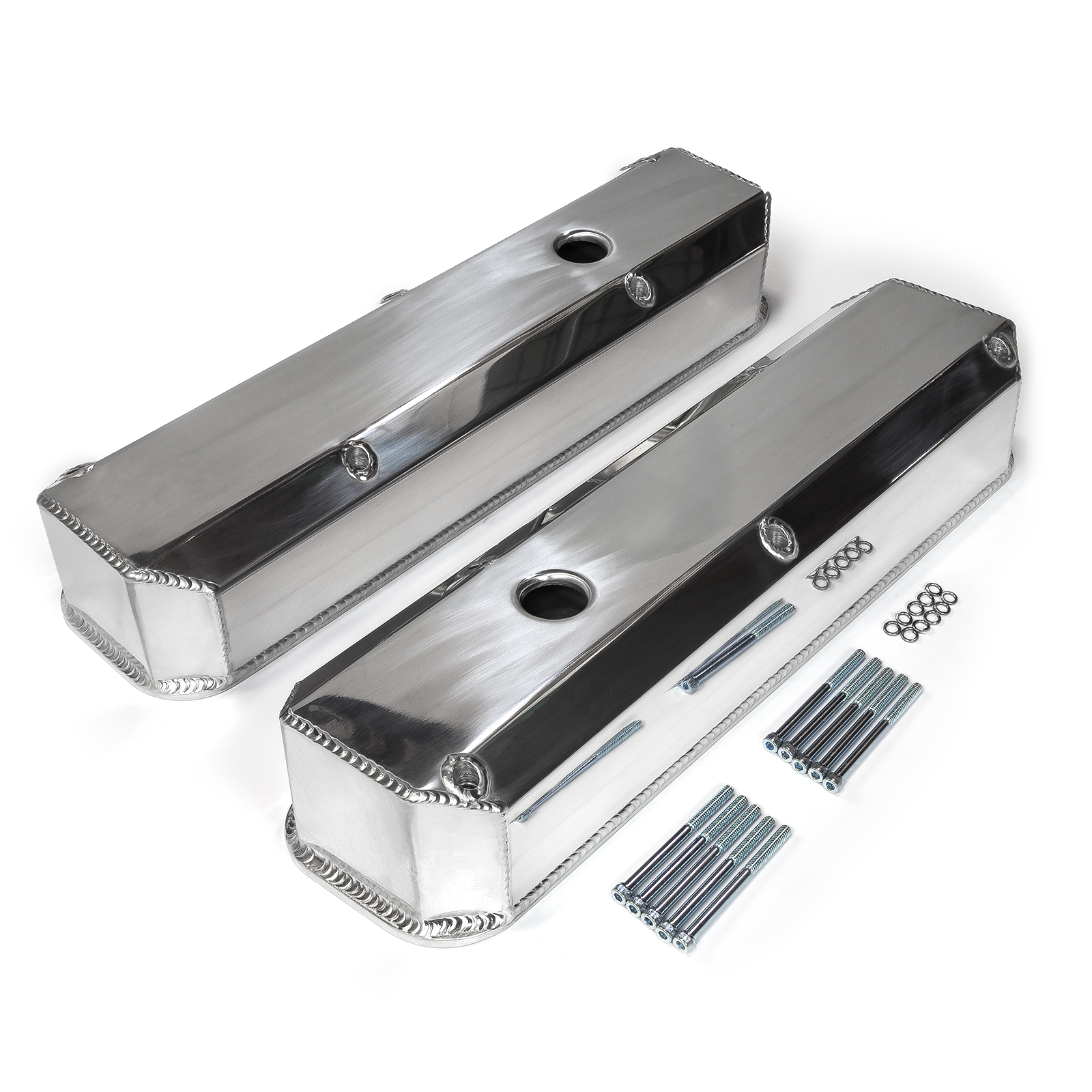 Speedmaster® PCE314.1125.02 Mopar Chrysler SB 318 340 360 Fabricated Valve Covers Tall Polished w/ Hole