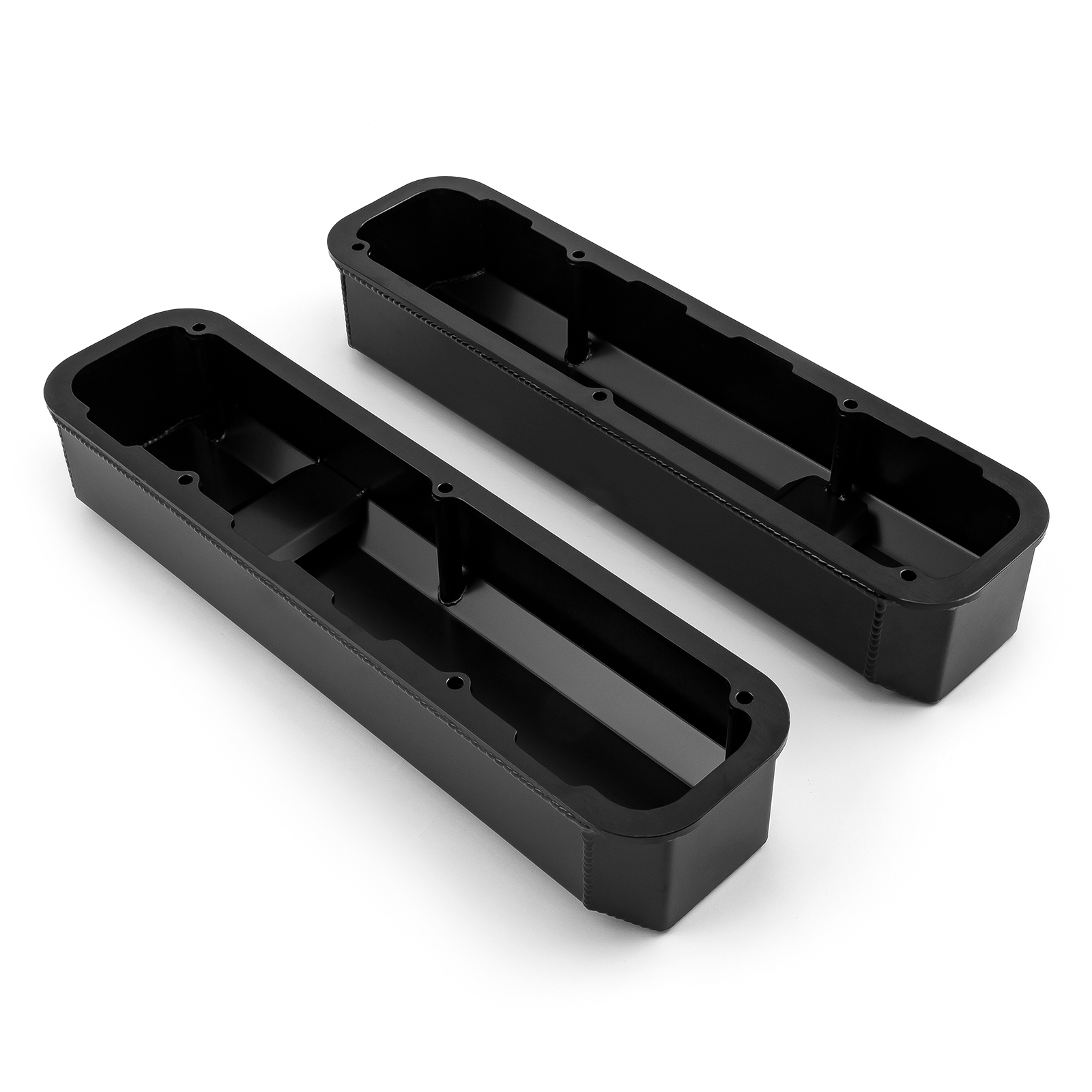 Speedmaster® PCE314.1125.03 Mopar Chrysler SB 318 340 360 Fabricated Valve Covers Tall Black w/ Hole