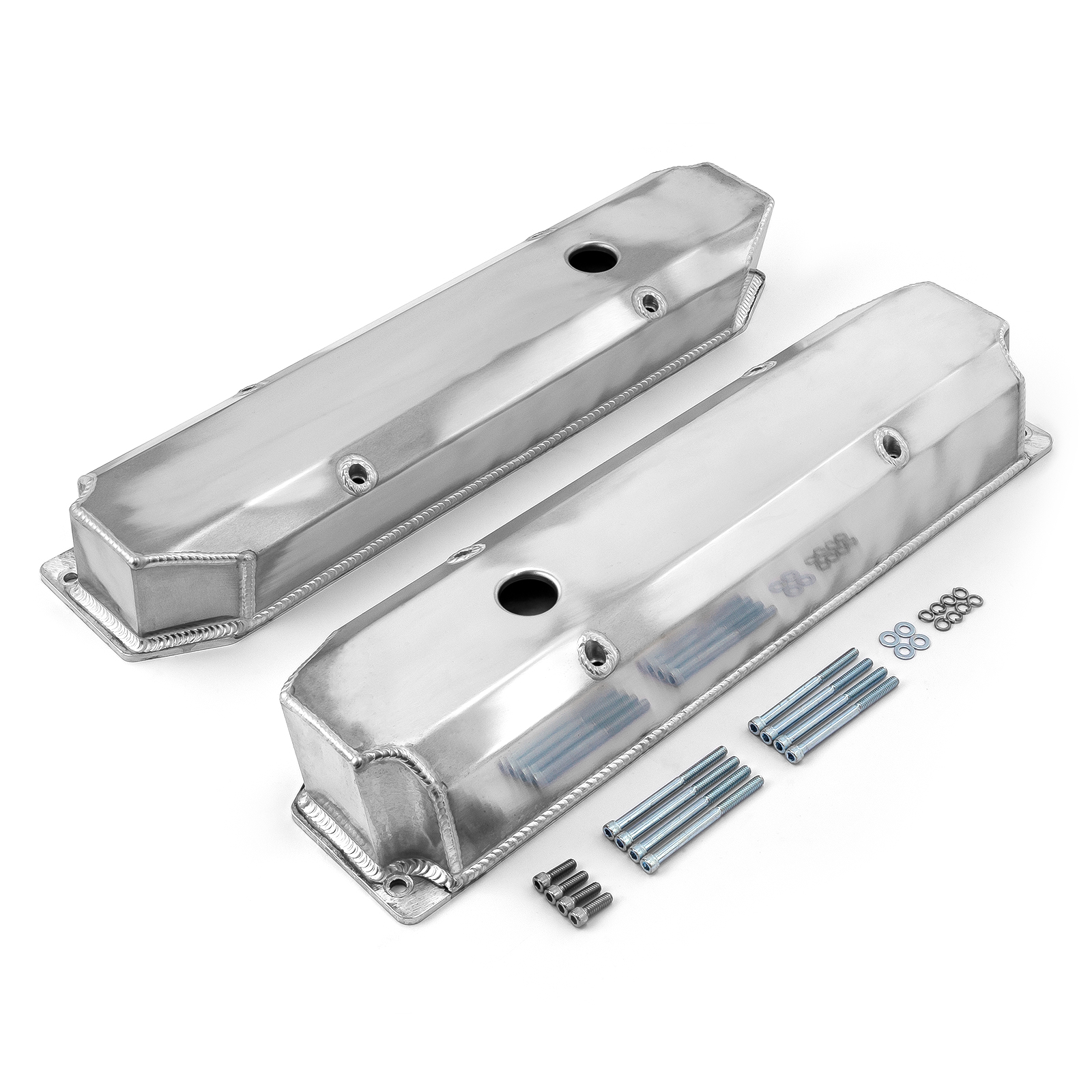 Speedmaster® PCE314.1128.01 Mopar Chrysler BB 383 440 Satin Fabricated Valve Covers - Tall w/ Hole