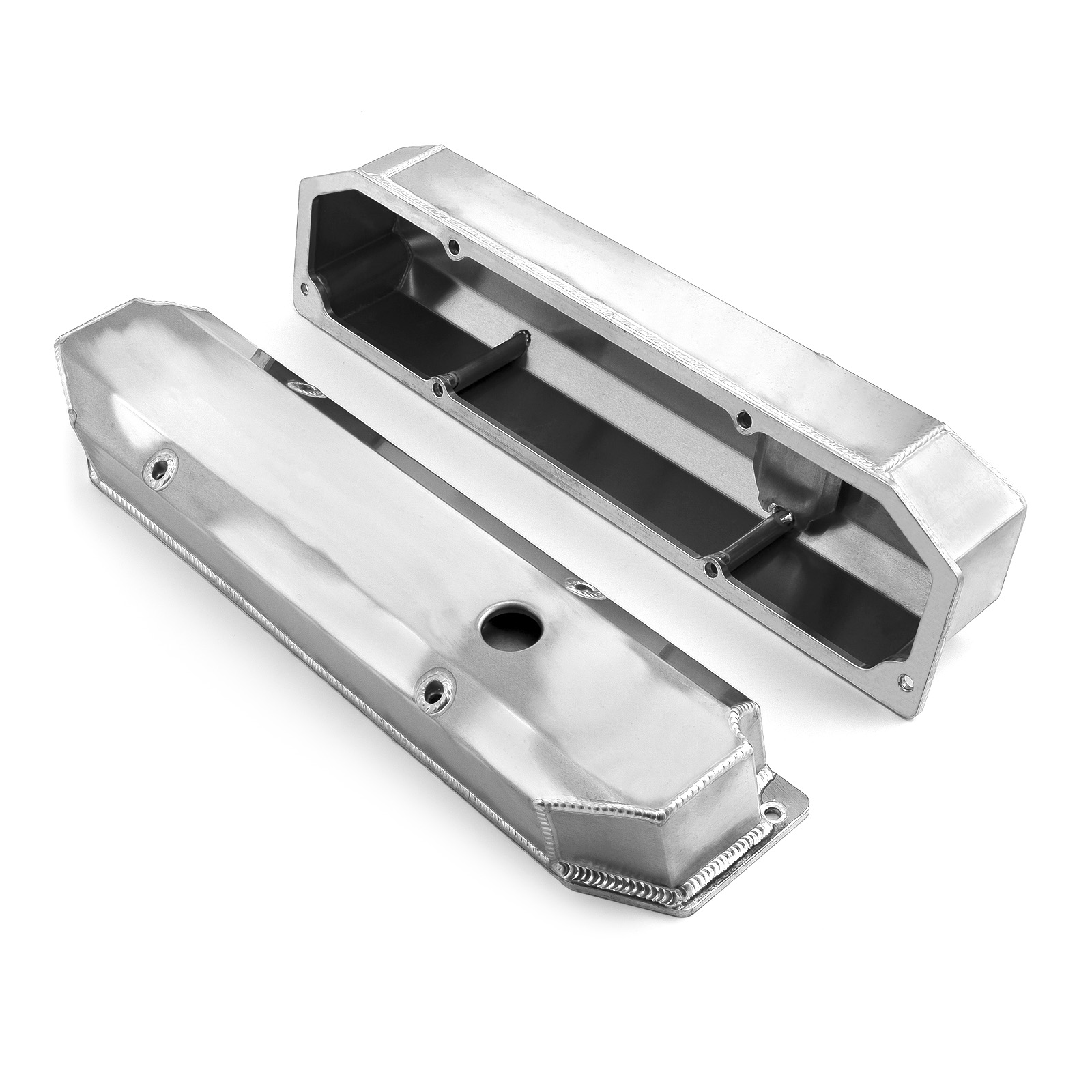 Speedmaster® PCE314.1128.01 Mopar Chrysler BB 383 440 Satin Fabricated Valve Covers - Tall w/ Hole