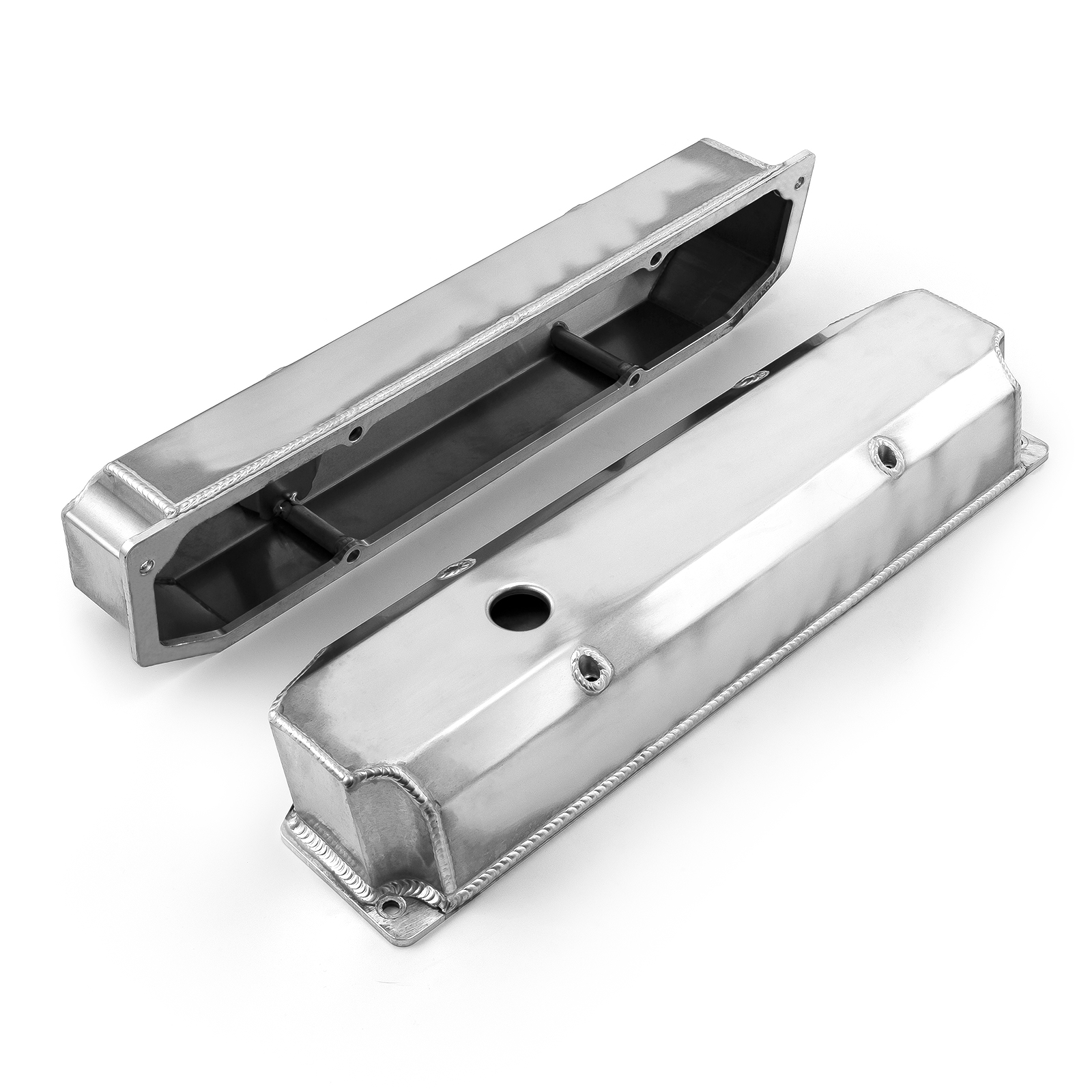 Speedmaster® PCE314.1128.01 Mopar Chrysler BB 383 440 Satin Fabricated Valve Covers - Tall w/ Hole
