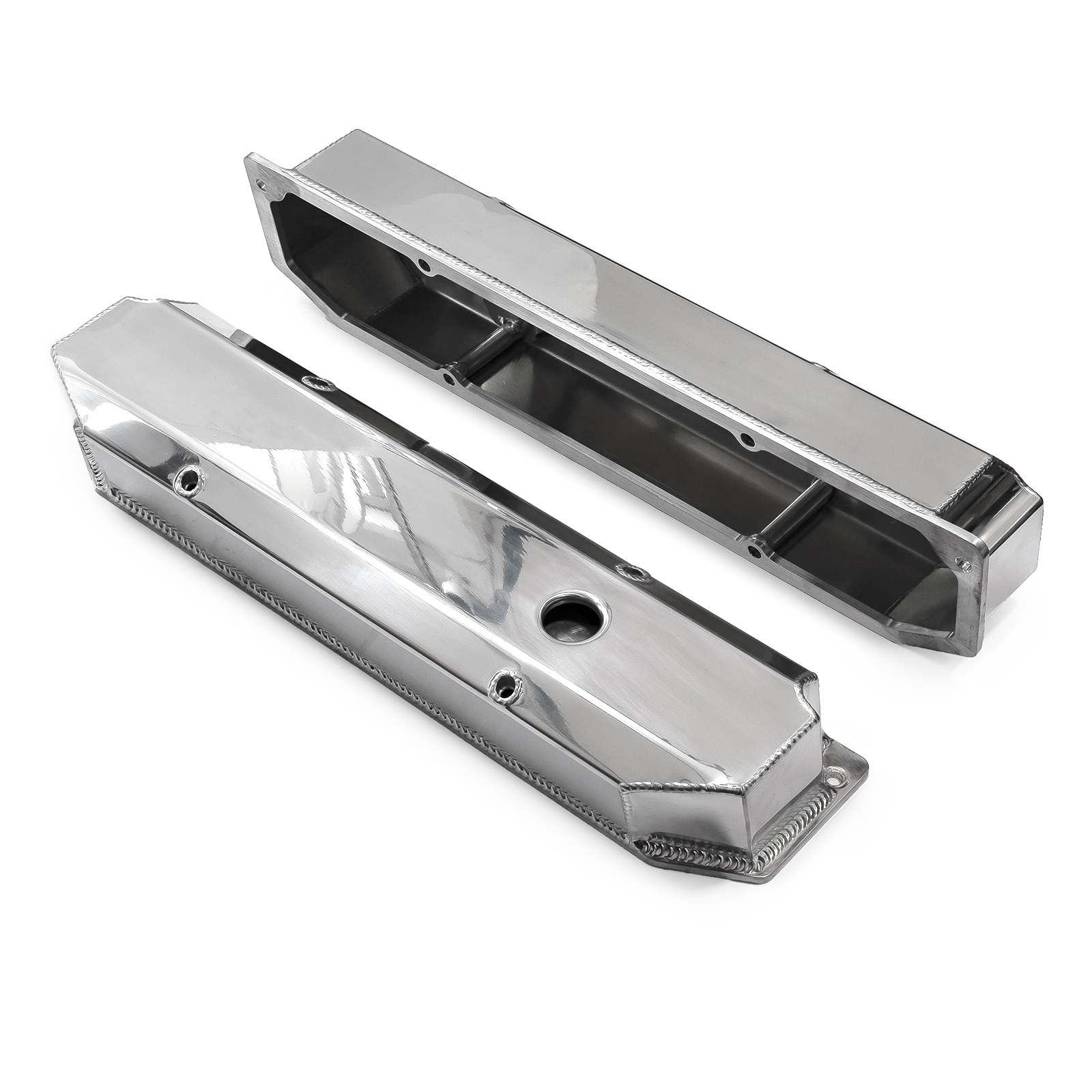 Speedmaster® PCE314.1128.02 Mopar Chrysler BB 383 440 Polished Fabricated Valve Covers - Tall w/ Hole