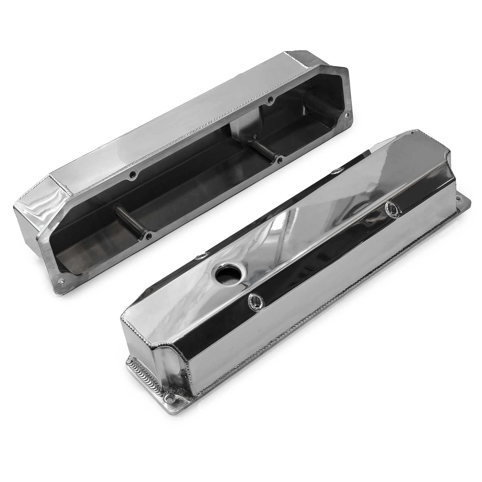 Speedmaster® PCE314.1128.02 Mopar Chrysler BB 383 440 Polished Fabricated Valve Covers - Tall w/ Hole