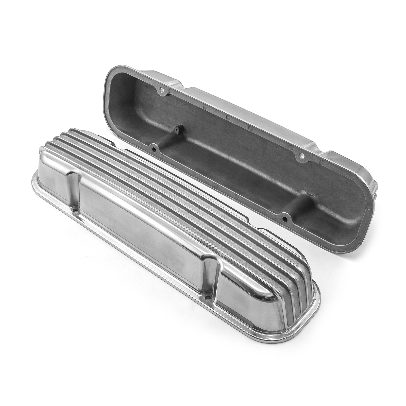 Speedmaster® PCE314.1163 Pontiac 326 400 455 Polished Nostalgic Finned Aluminum Valve Covers w/o Hole
