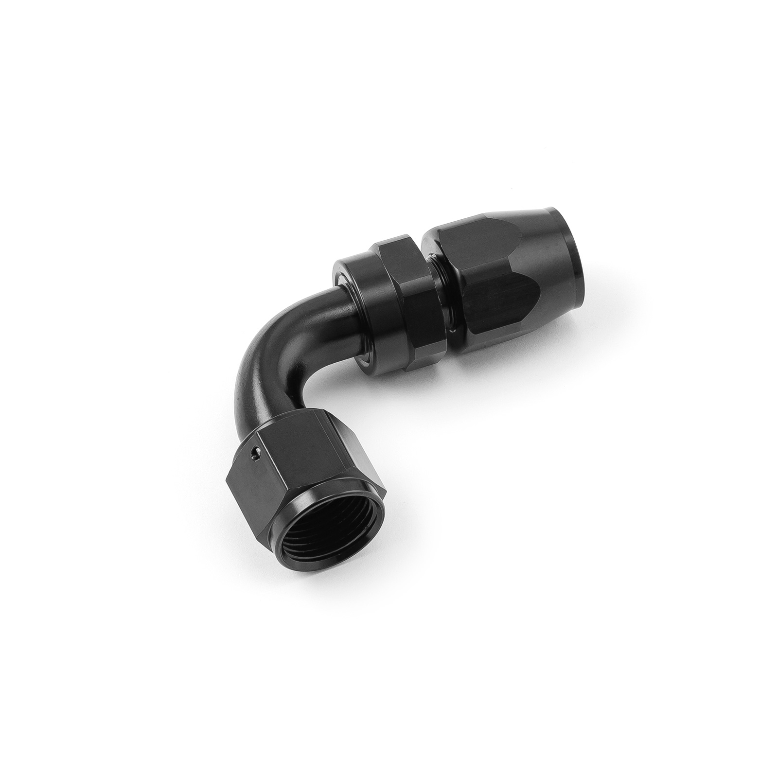 Swivel Hose End Fitting 90 Degree -10 AN Black Anodized Aluminum
