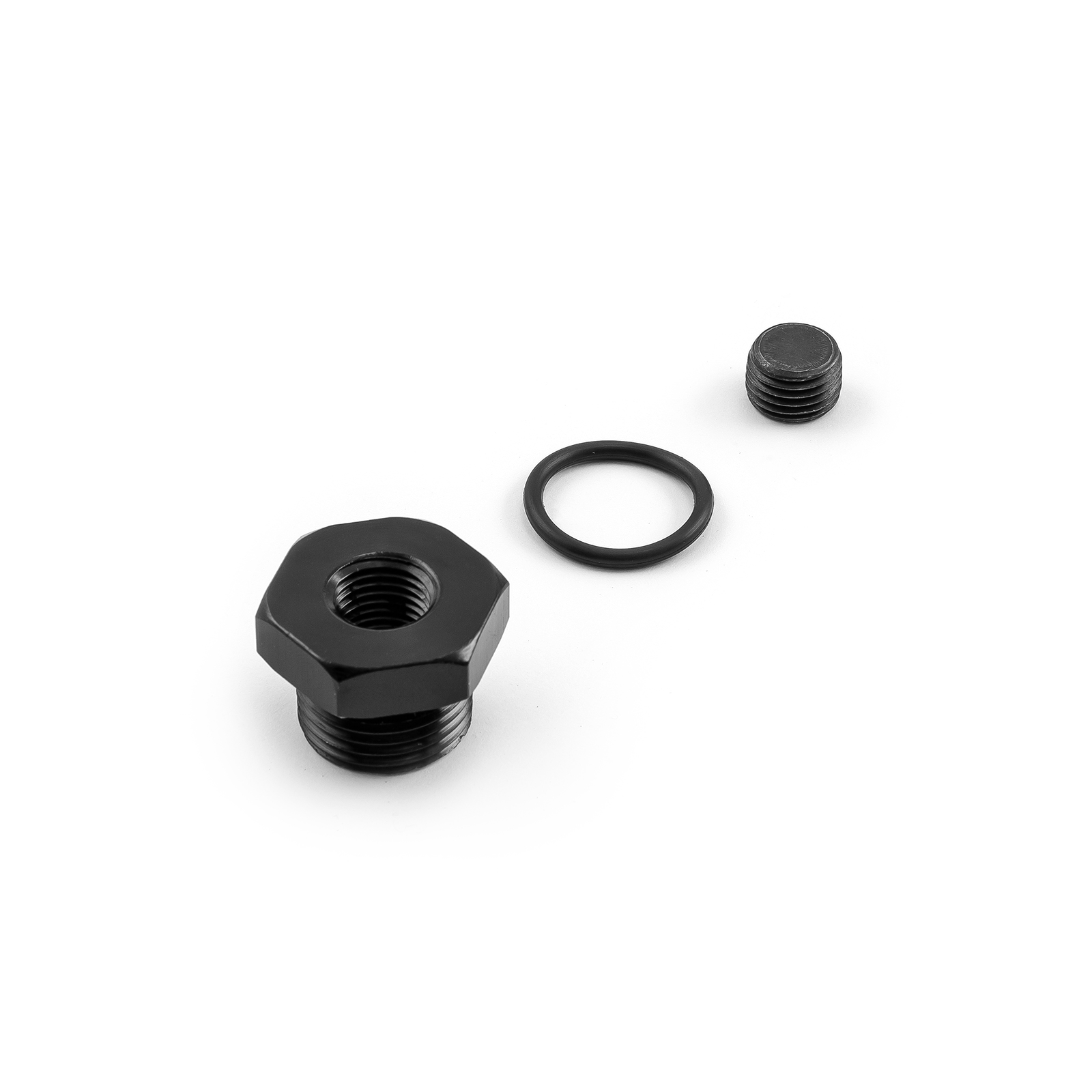 Speedmaster® PCE331.1034 Hex Head ORB Port Plug Fitting -10 AN O-Ring Black Anodized Aluminum