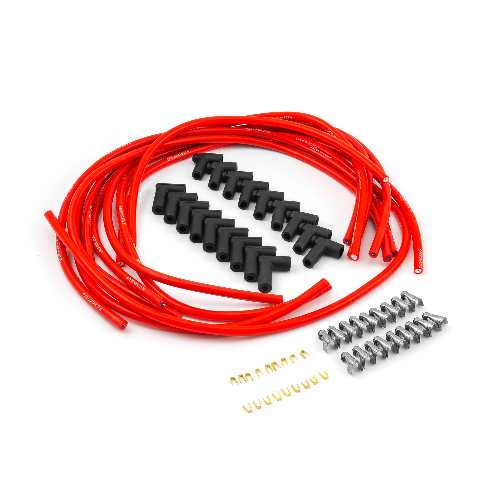 Speedmaster® PCE390.1014.02 90 Deg to 90 Deg Non Terminated Under Covers Male Red Spark Plug Wires - Chevy