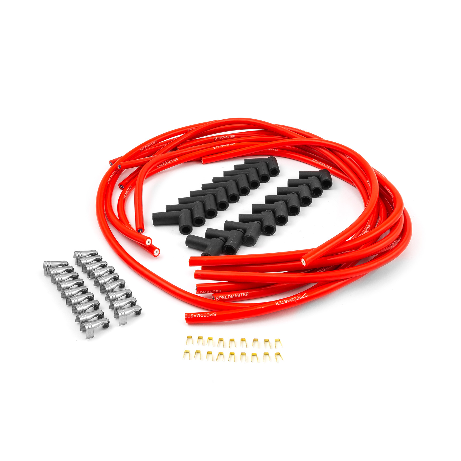 Speedmaster® PCE390.1014.02 90 Deg to 90 Deg Non Terminated Under Covers Male Red Spark Plug Wires - Chevy