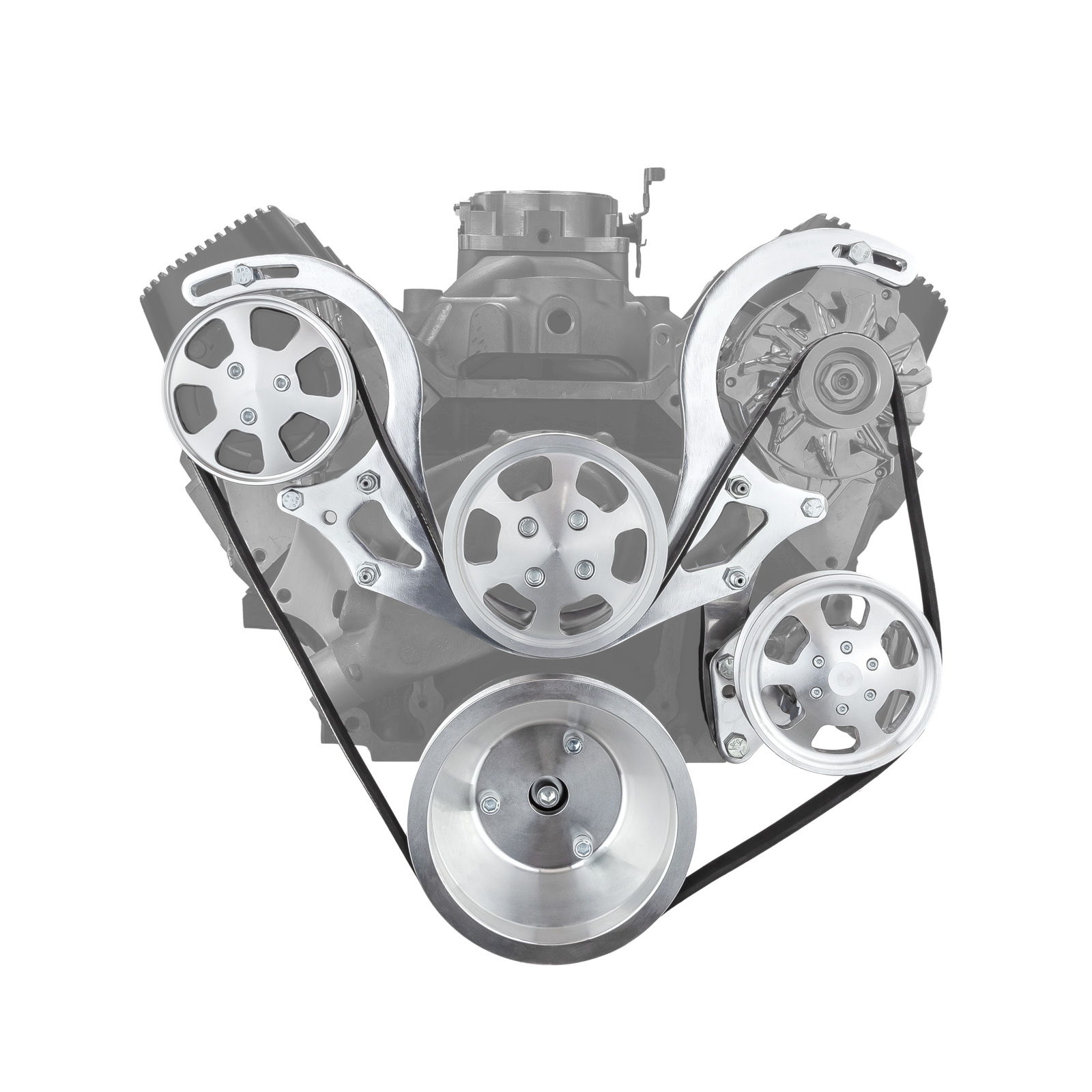 Speedmaster® PCE415.1020.01 Chevy BBC 454 Aluminum Complete Serpentine Engine Pulley Kit - Polished