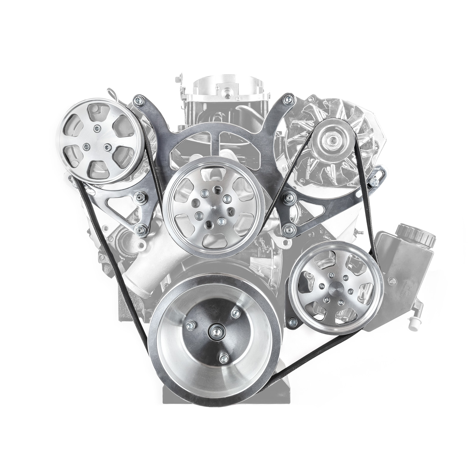 Speedmaster® PCE415.1021.01 Chevy SBC 350 Aluminum Complete Serpentine Engine Pulley Kit - Polished