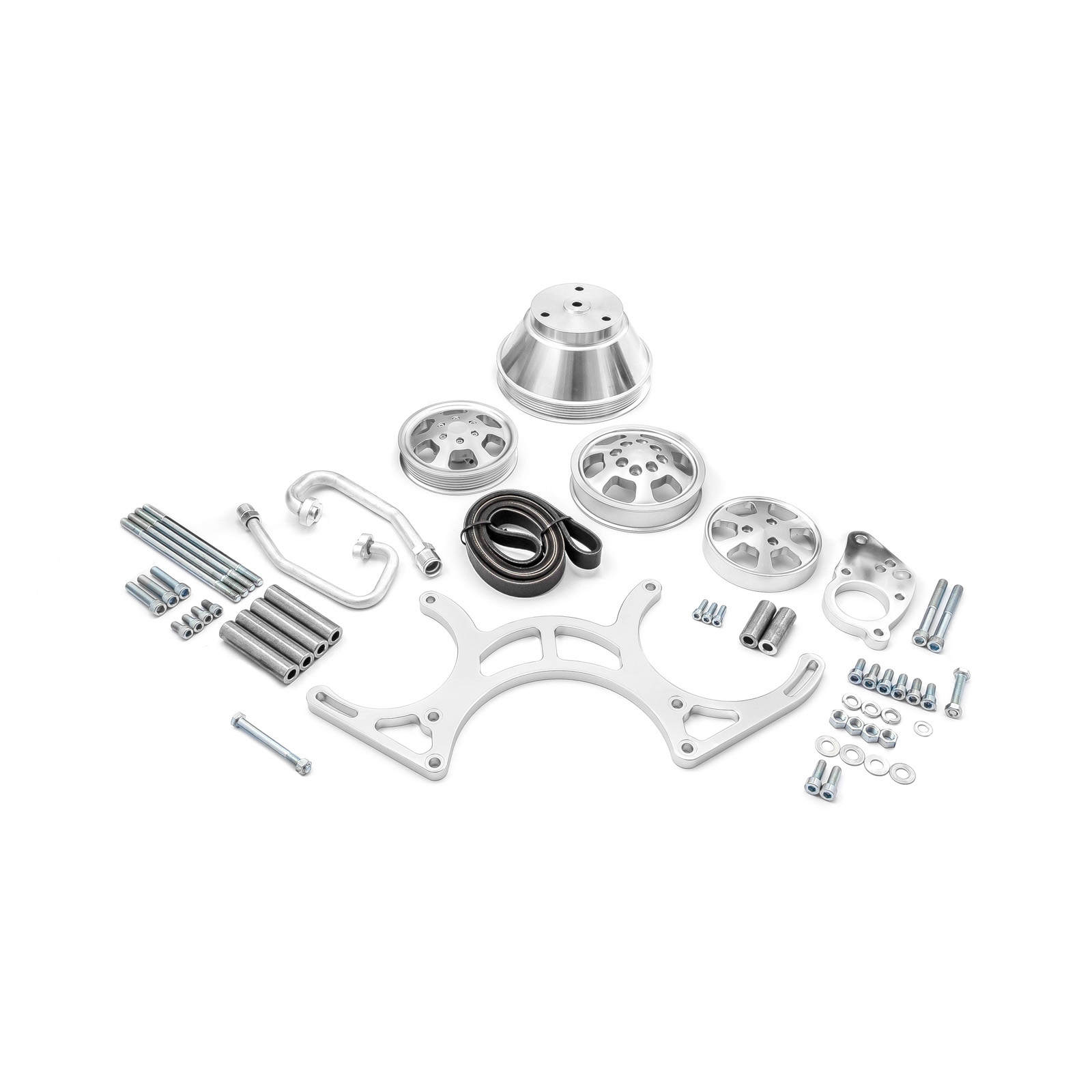 Speedmaster® PCE415.1021.01 Chevy SBC 350 Aluminum Complete Serpentine Engine Pulley Kit - Polished