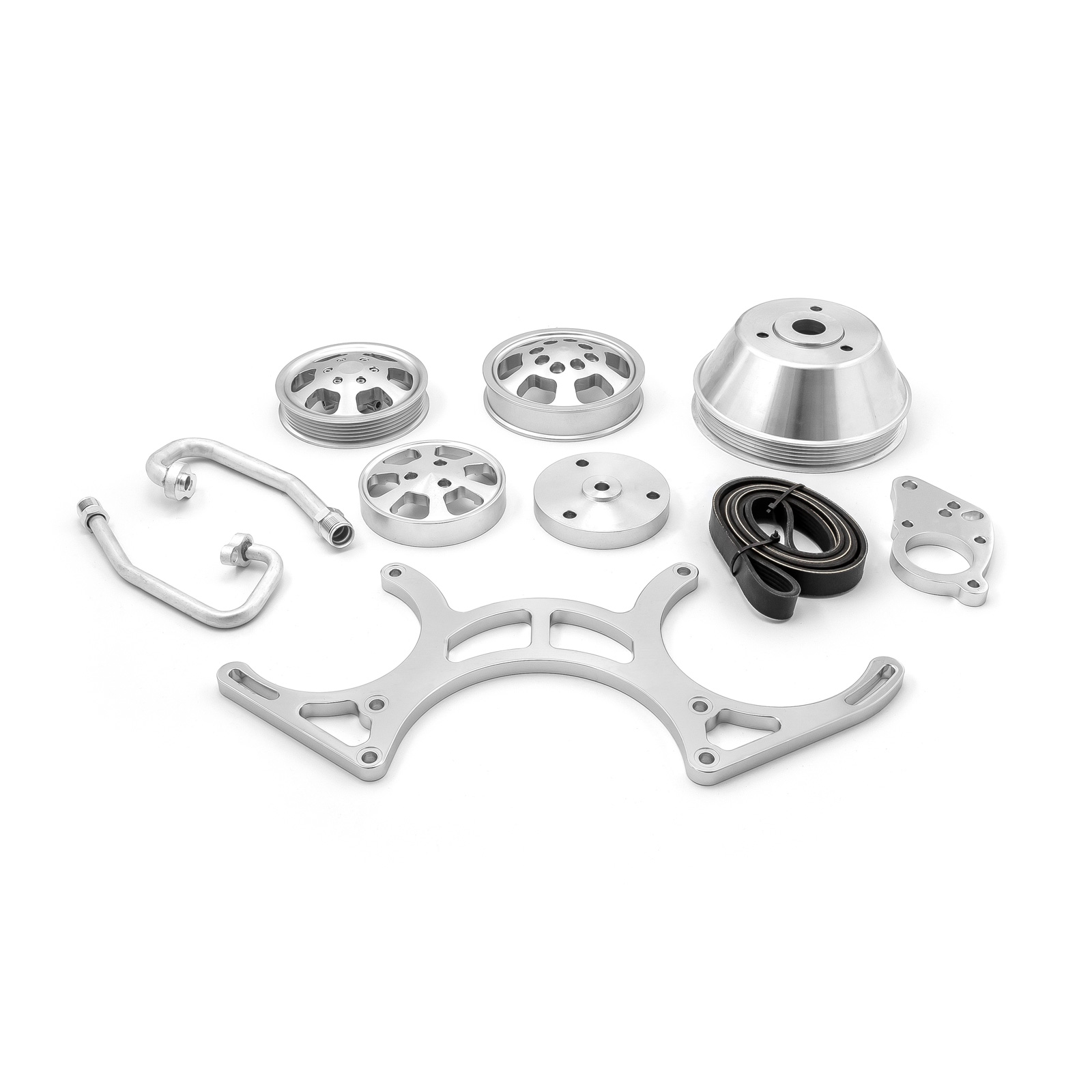 Speedmaster® PCE415.1021.01 Chevy SBC 350 Aluminum Complete Serpentine Engine Pulley Kit - Polished