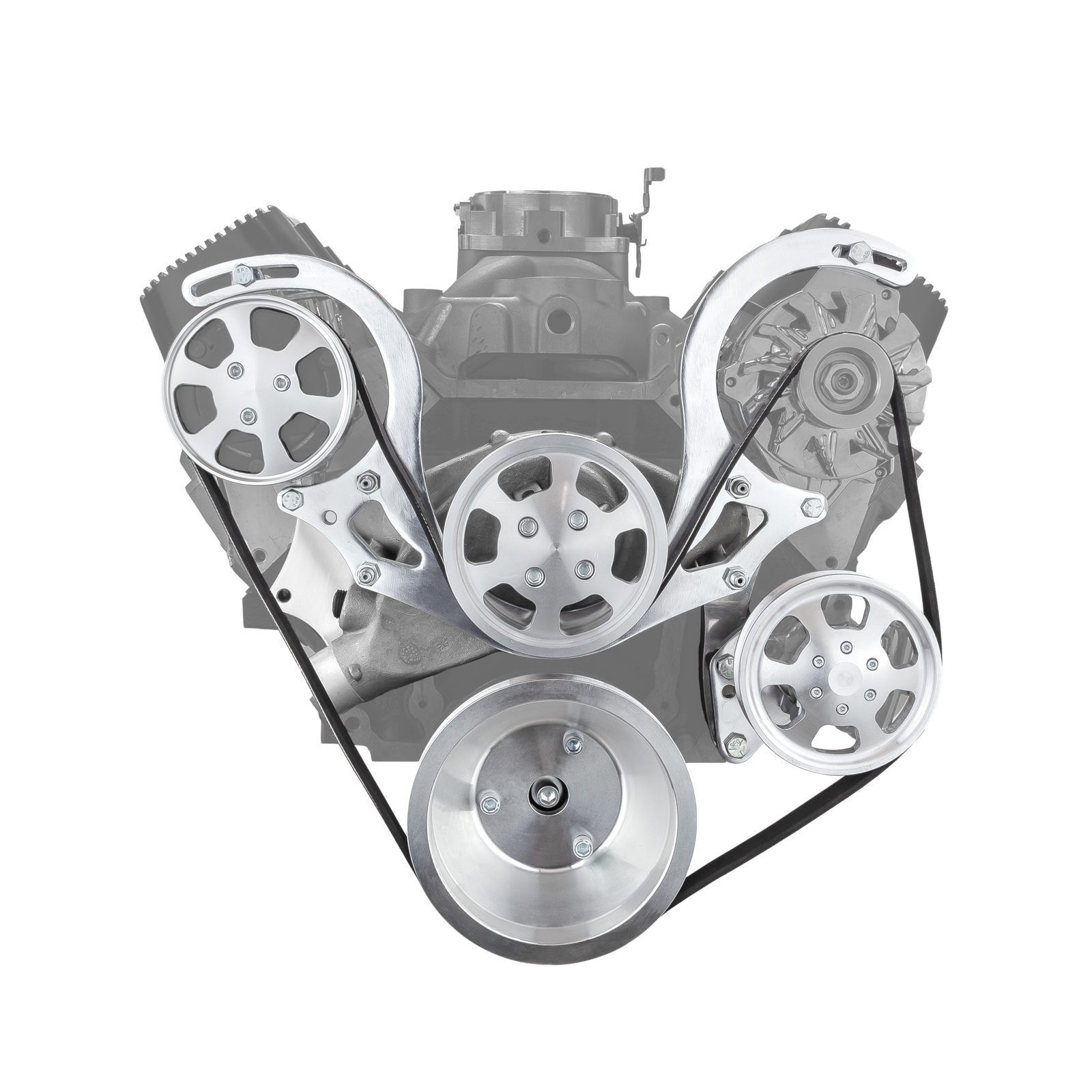 Speedmaster® PCE415.1023 Chevy BBC 454 Polished Aluminum Serpentine Engine Pulley & Short Water Pump Kit