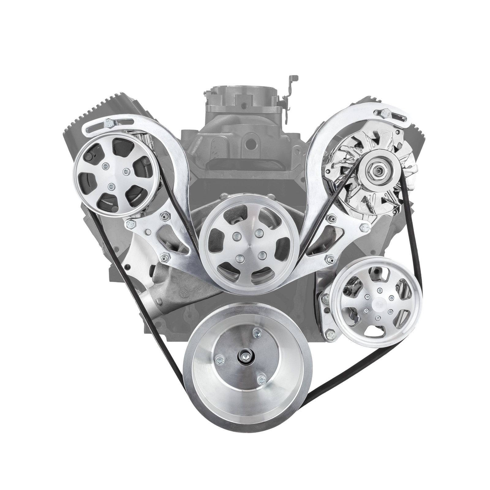Chevy BBC 454 Aluminum Complete Serpentine Belt Drive System Kit