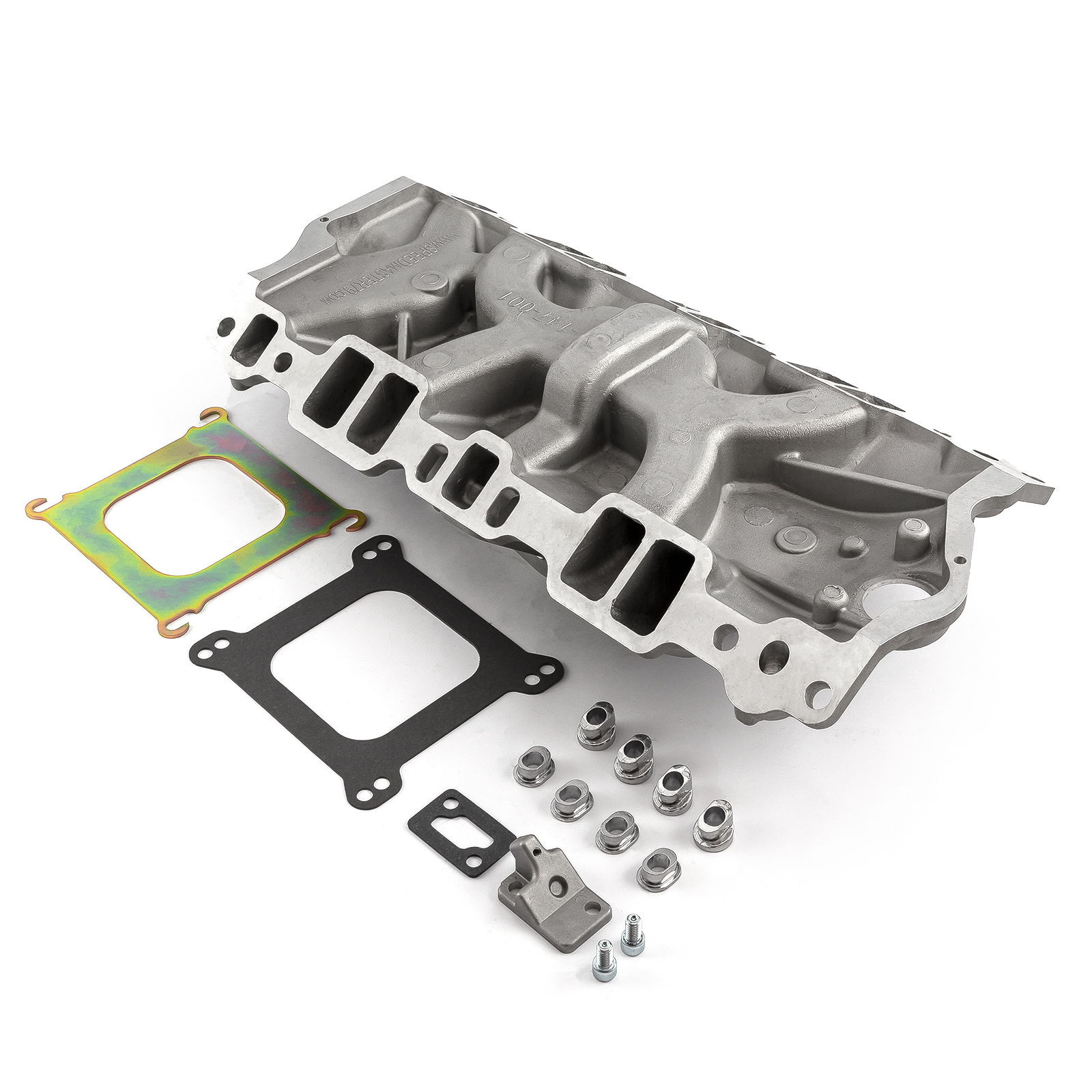 Speedmaster® 1-147-001 Chevy SBC 350 1957-95 (Non EGR) LowRise Aluminum Intake Manifold [Satin]