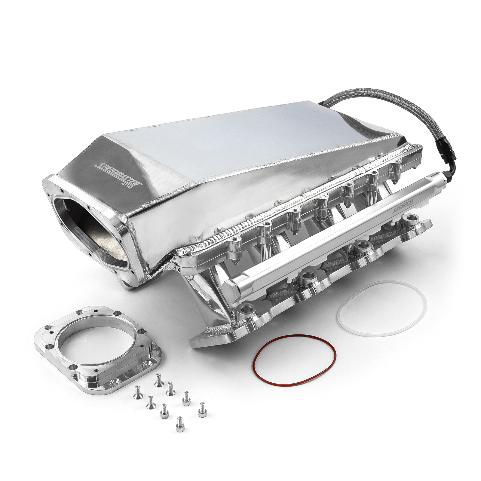 Speedmaster® 1-148-050 Chevy GM LS1 2pc Fabricated Ram Air 98mm 4 Bolt EFI Intake Manifold Polished