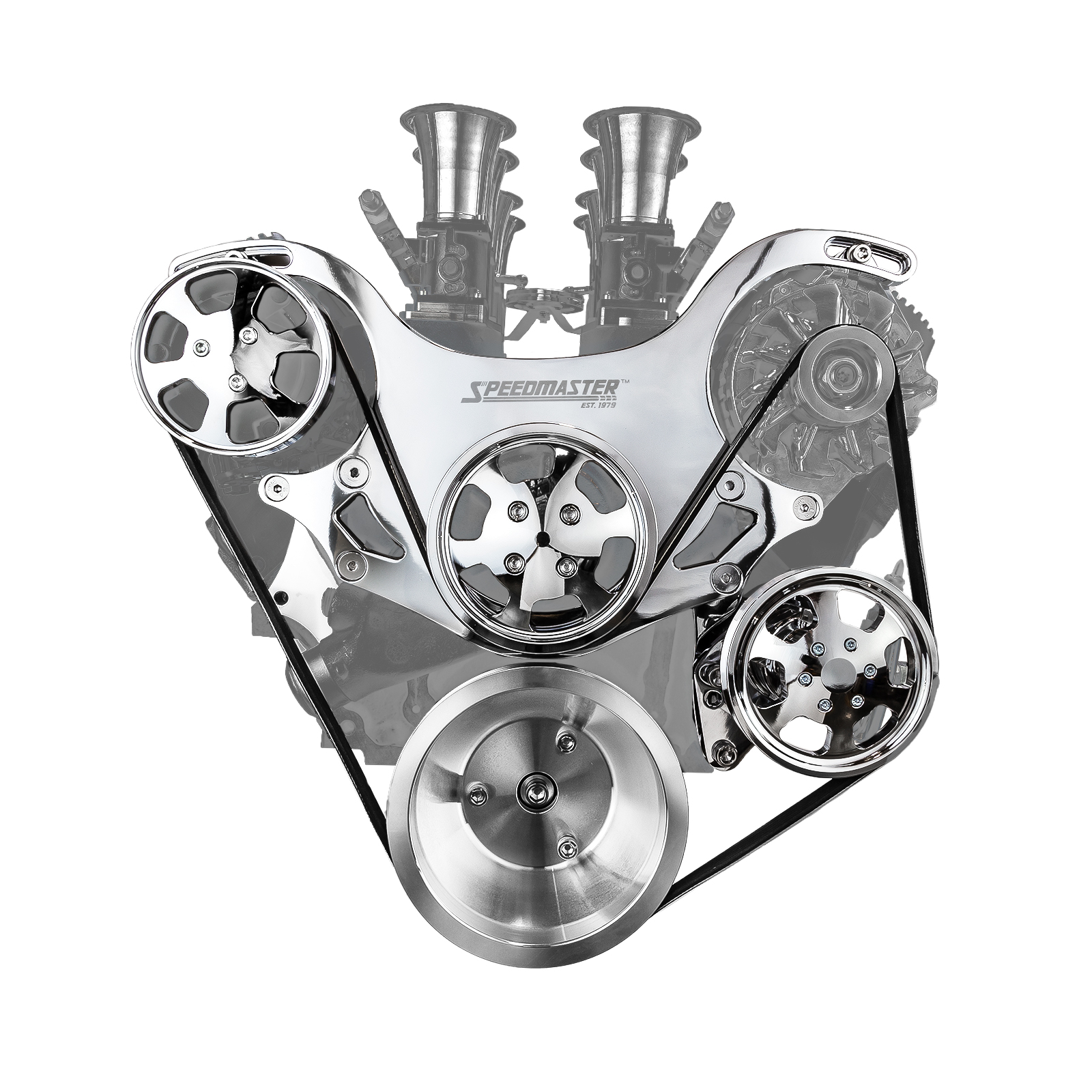 Chevy BBC 454 Aluminum Complete Serpentine Engine Pulley Kit [Polished]