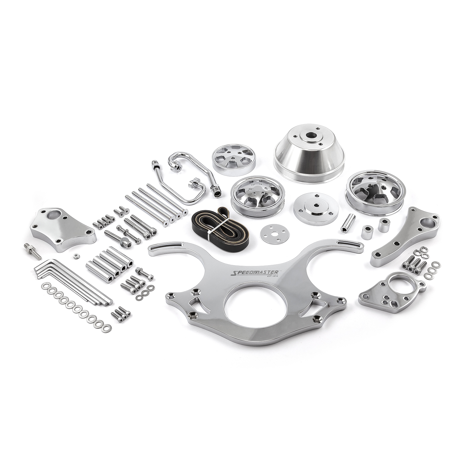 Speedmaster® 1-415-002-01 Chevy BBC 454 Aluminum Complete Serpentine Engine Pulley Kit [Polished]