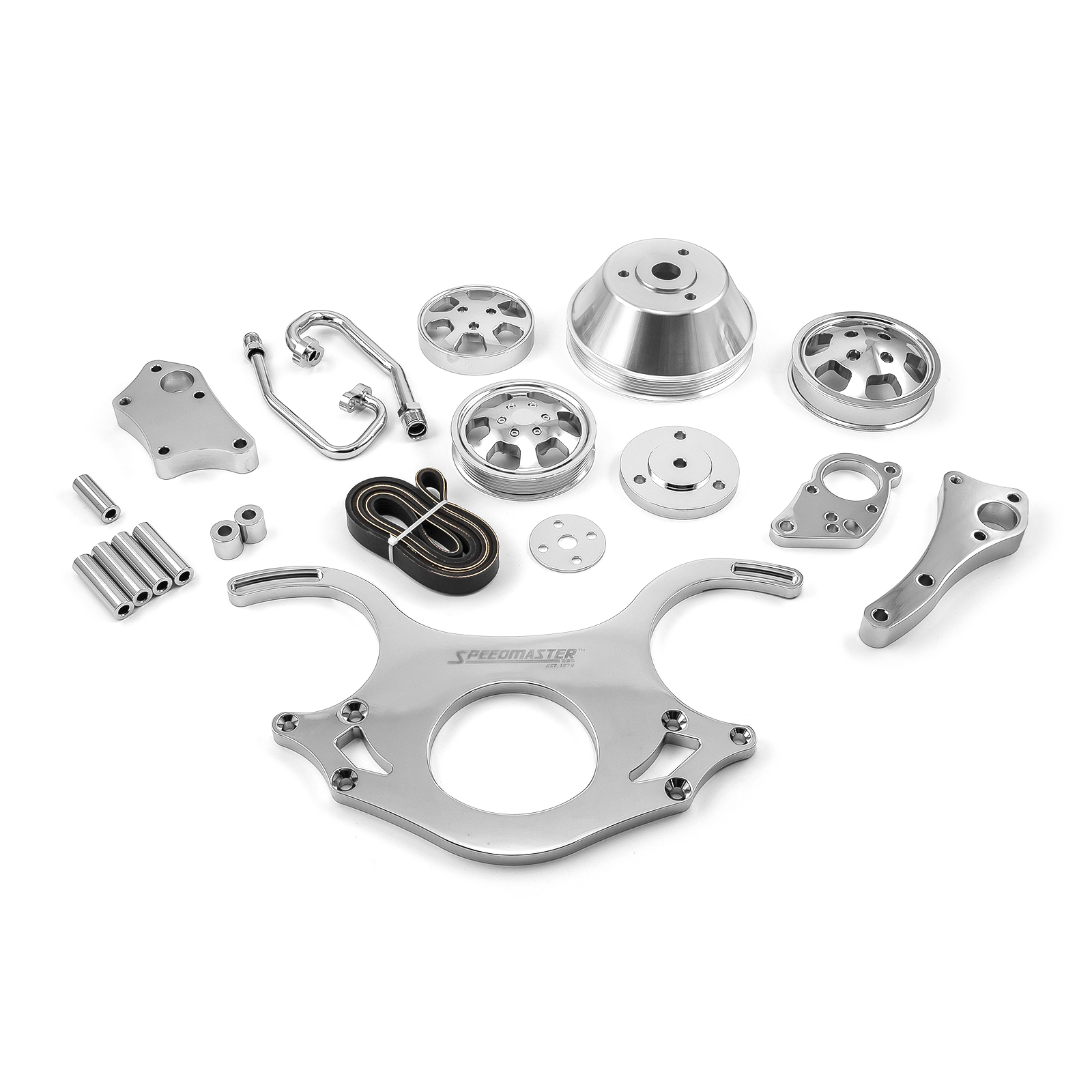 Speedmaster® 1-415-002-01 Chevy BBC 454 Aluminum Complete Serpentine Engine Pulley Kit [Polished]