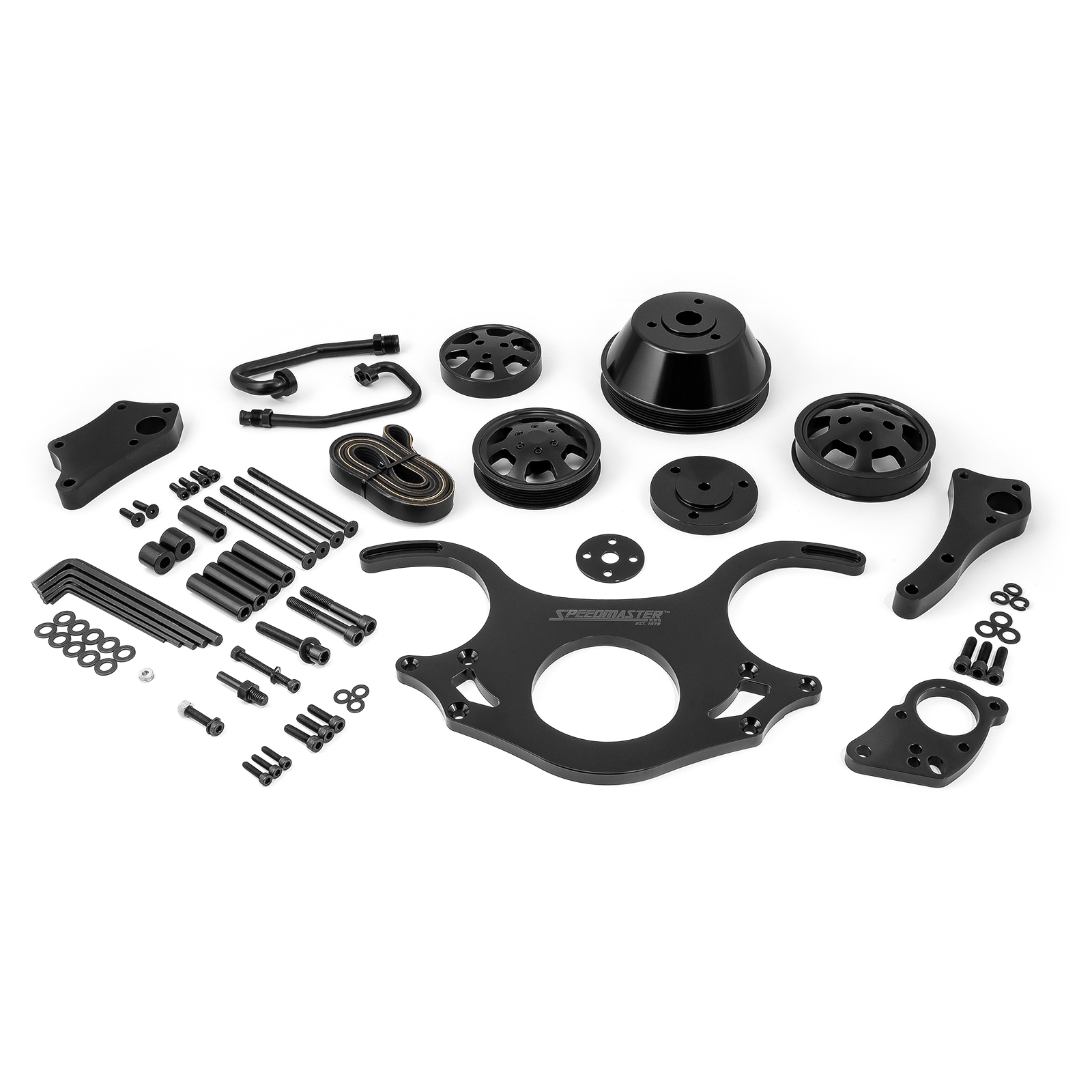 Speedmaster® 1-415-002-02 Chevy BBC 454 Aluminum Complete Serpentine Engine Pulley Kit [Black]