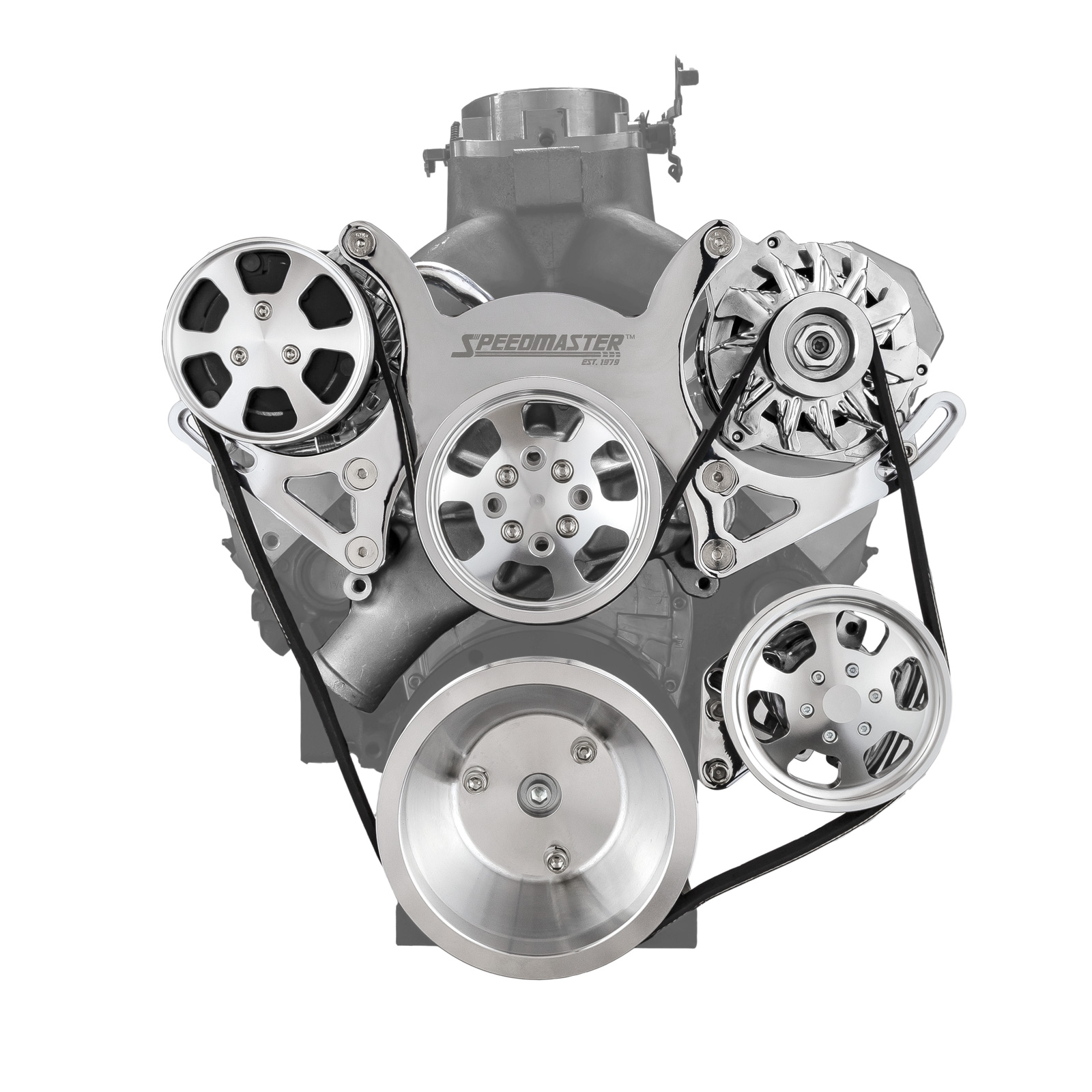 Chevy SBC 350 Aluminum Complete Serpentine Belt Drive System Kit [Polished]